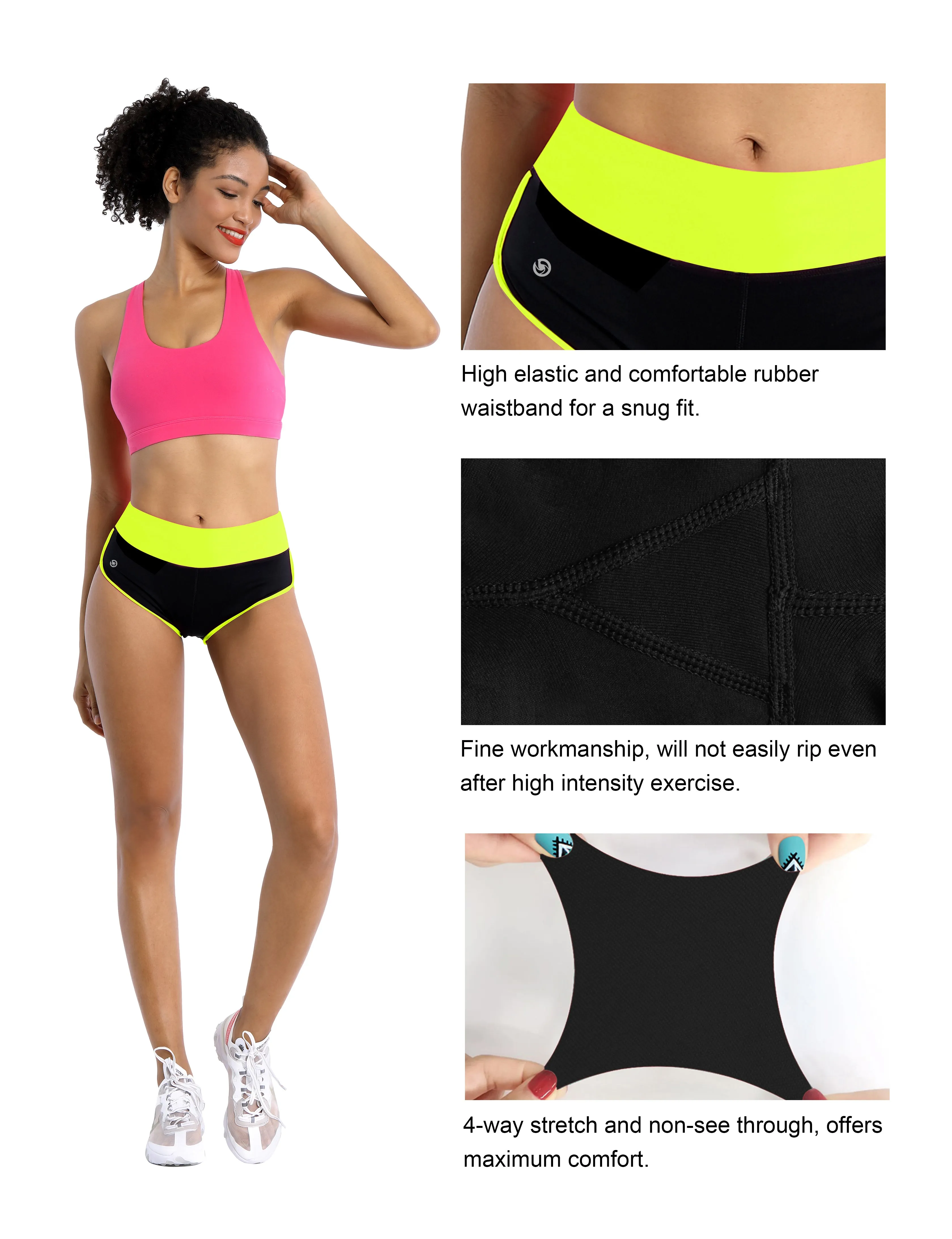 030 Sexy Booty Yoga Shorts fluorescentyellow_black