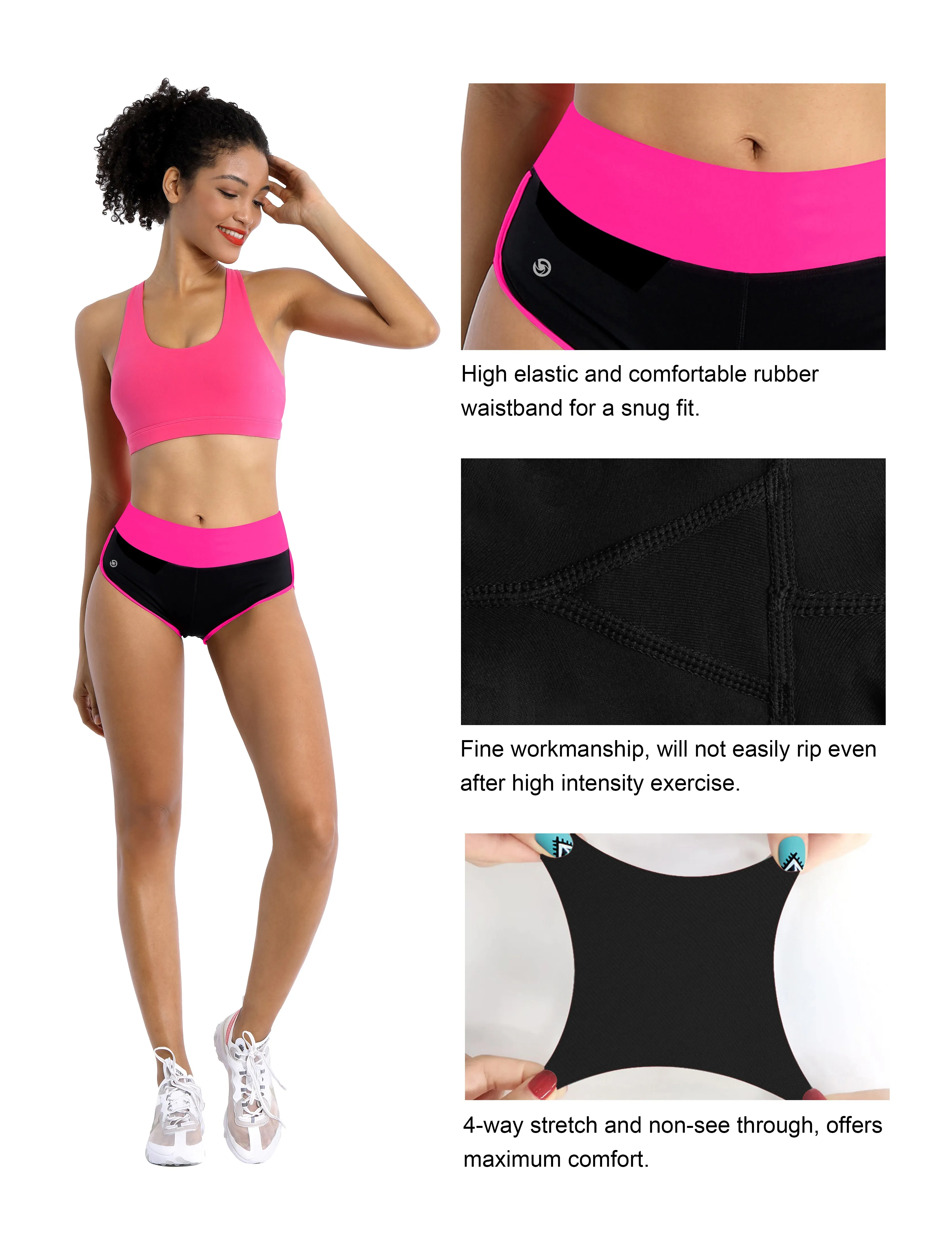 030 Sexy Booty Yoga Shorts pink_black