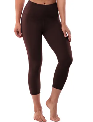 19" High Waist Crop Tight Capris mahoganymaroon_yoga