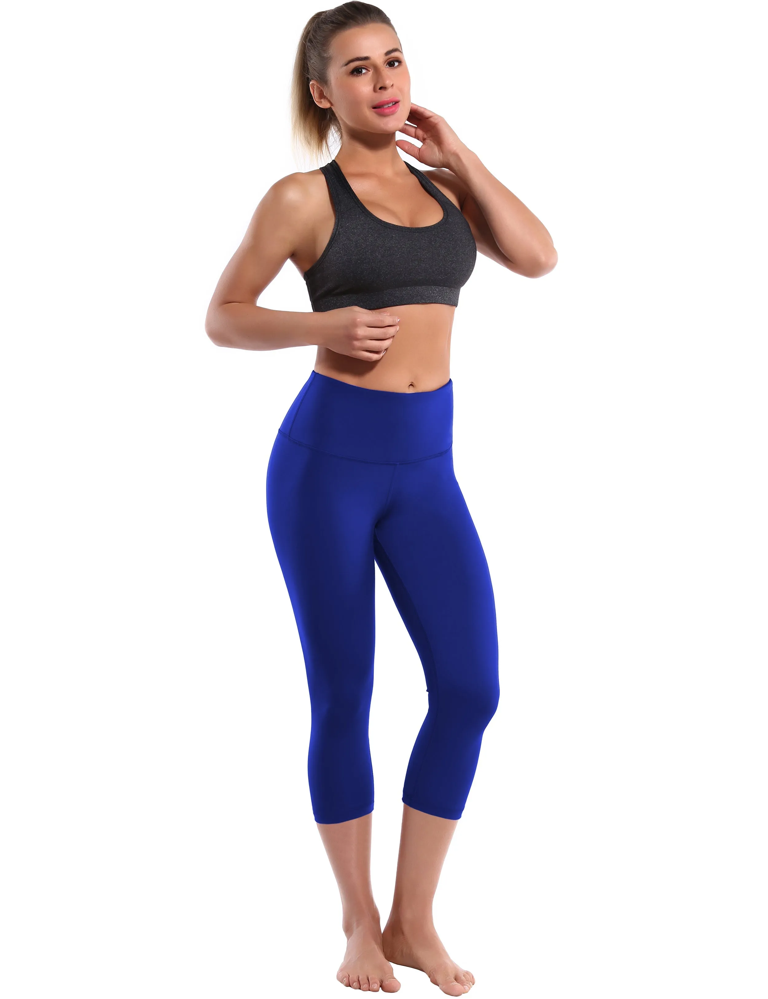 19" High Waist Crop Tight Capris navy_yoga