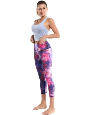 19" High Waist Printed  Crop Tight Capris galaxy_yoga