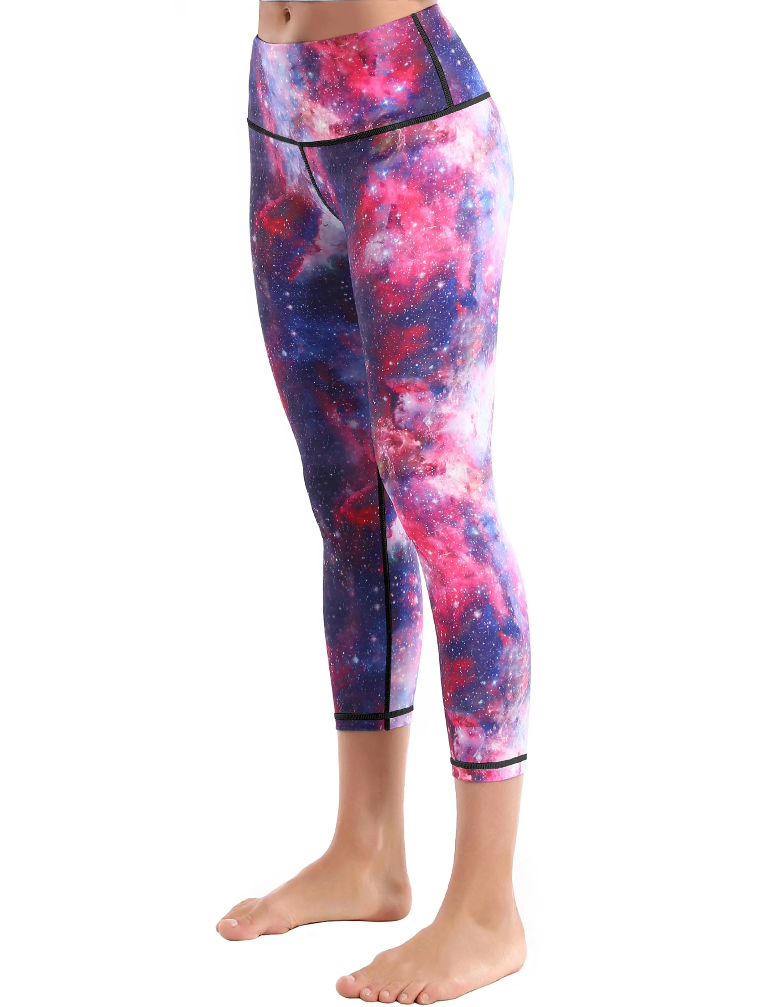 19" High Waist Printed  Crop Tight Capris galaxy_yoga