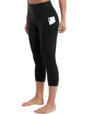 19" High Waist Side Pockets Capris black_yoga