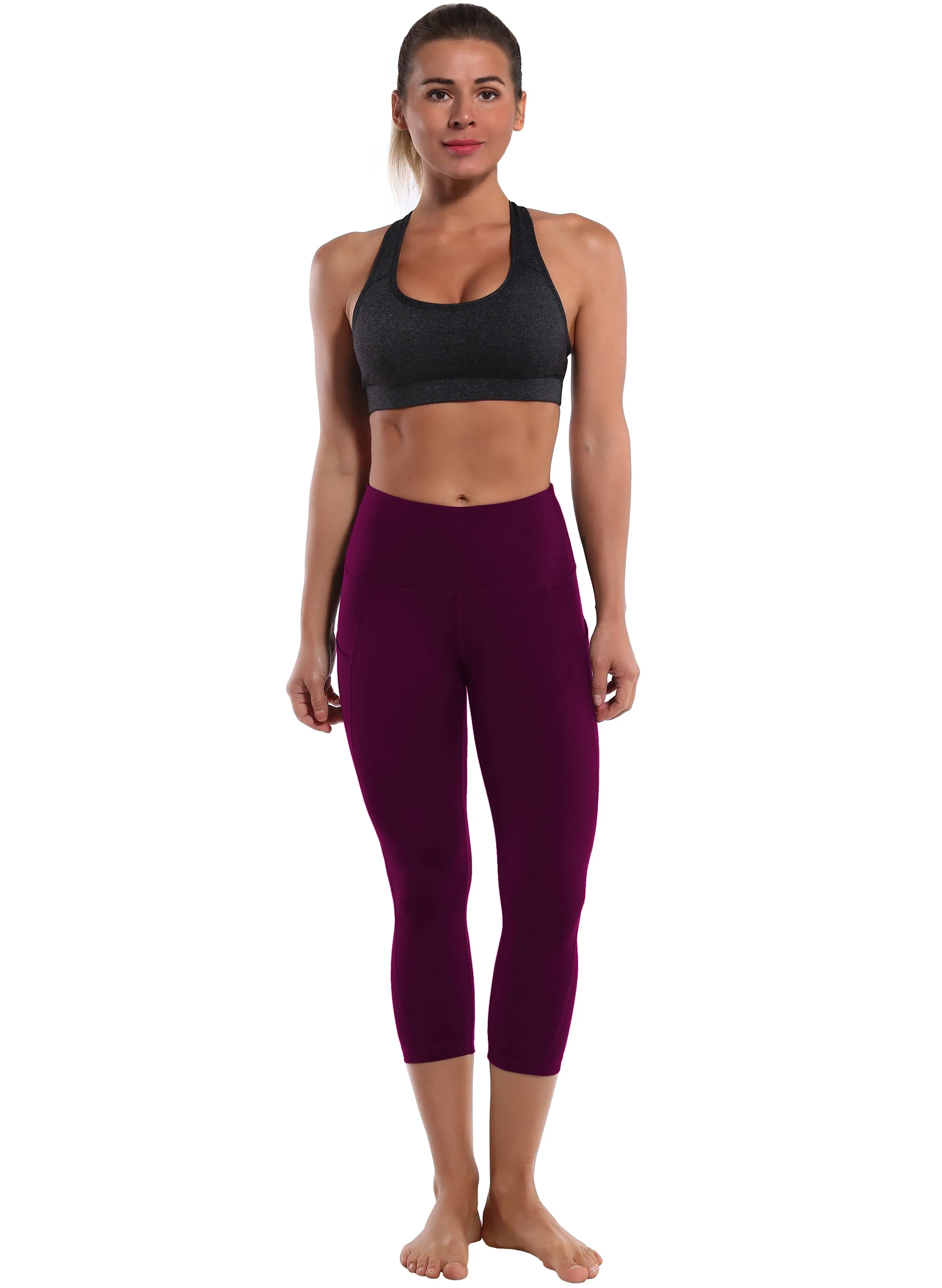 19" High Waist Side Pockets Capris grapevine_yoga