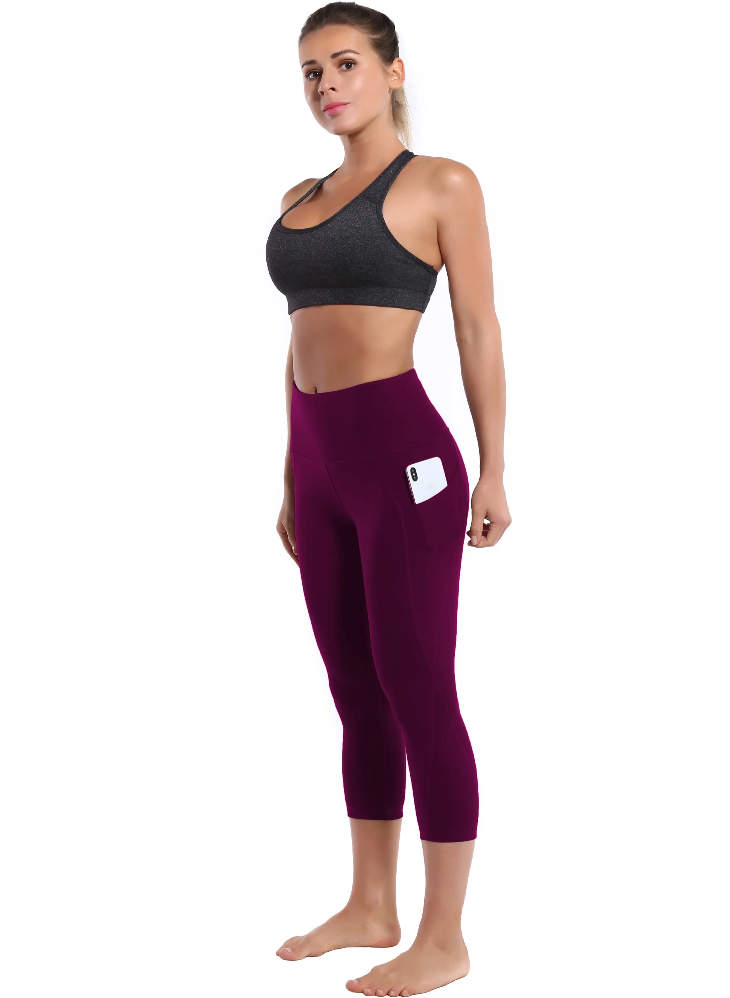 19" High Waist Side Pockets Capris grapevine_yoga