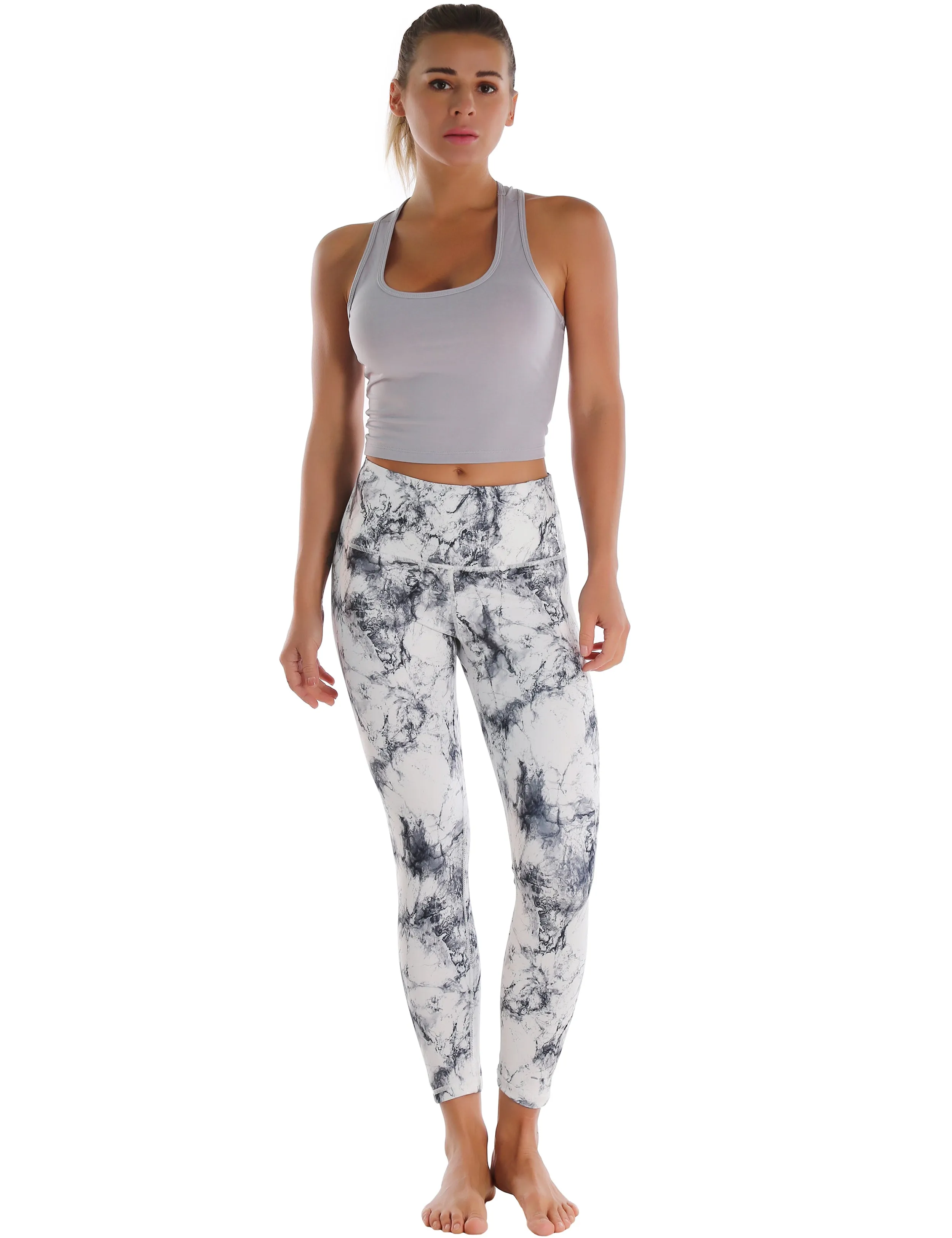22" High Waist Crop Tight Capris arabescato_yoga