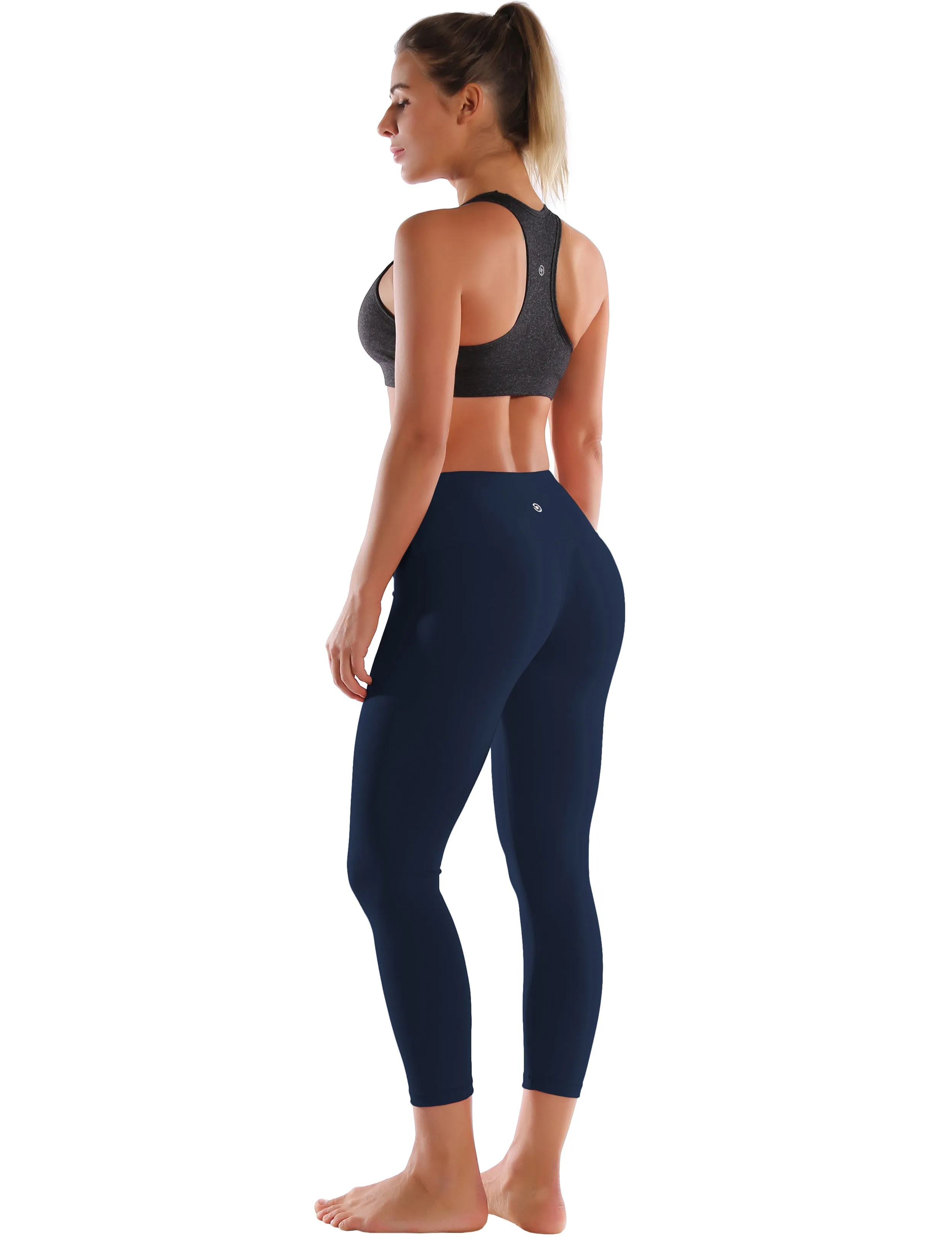 22" High Waist Crop Tight Capris darknavy_yoga