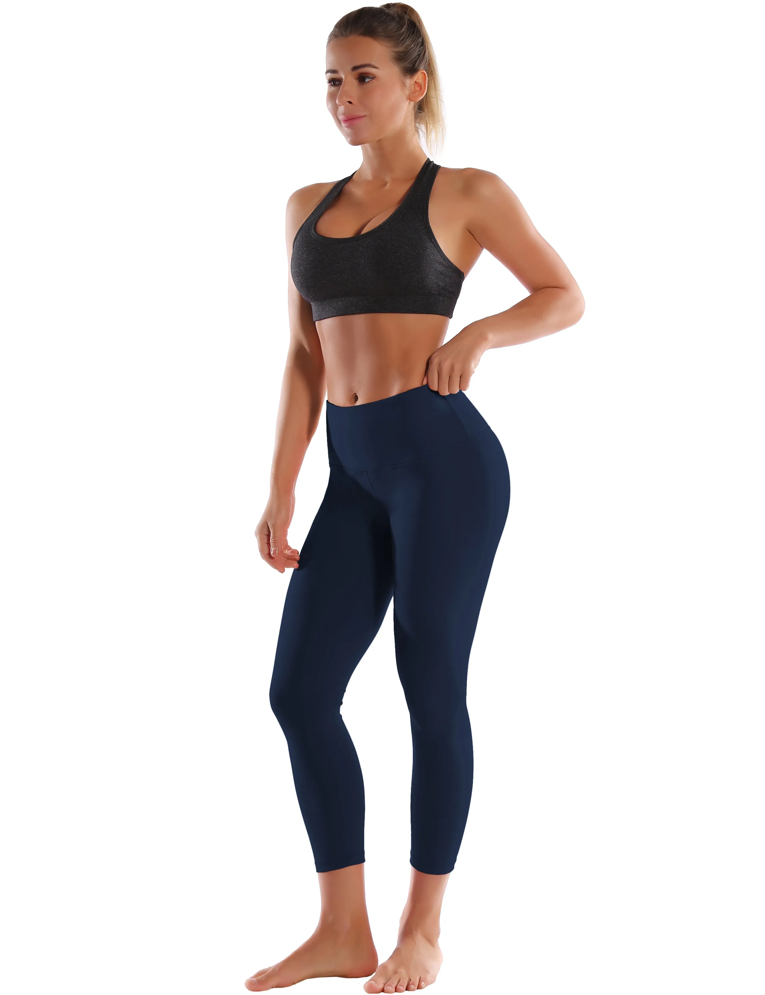 22" High Waist Crop Tight Capris darknavy_yoga