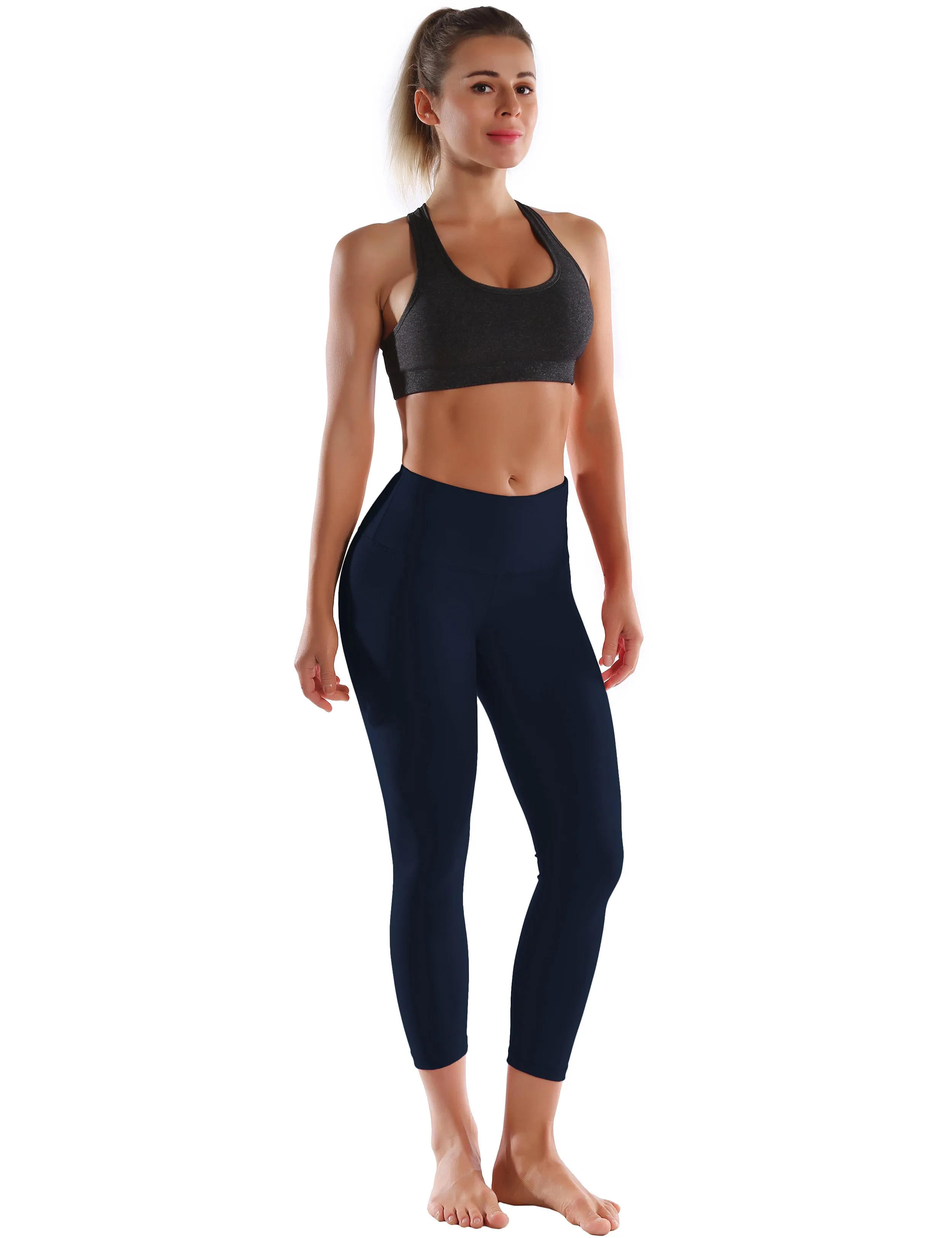 22" High Waist Crop Tight Capris darknavy_yoga