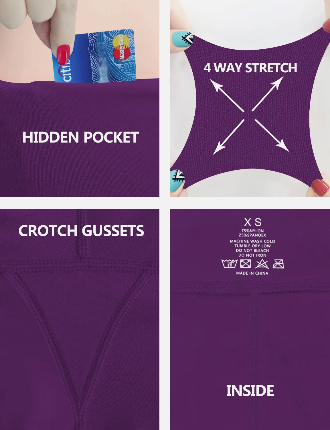 22" High Waist Crop Tight Capris eggplantpurple_yoga