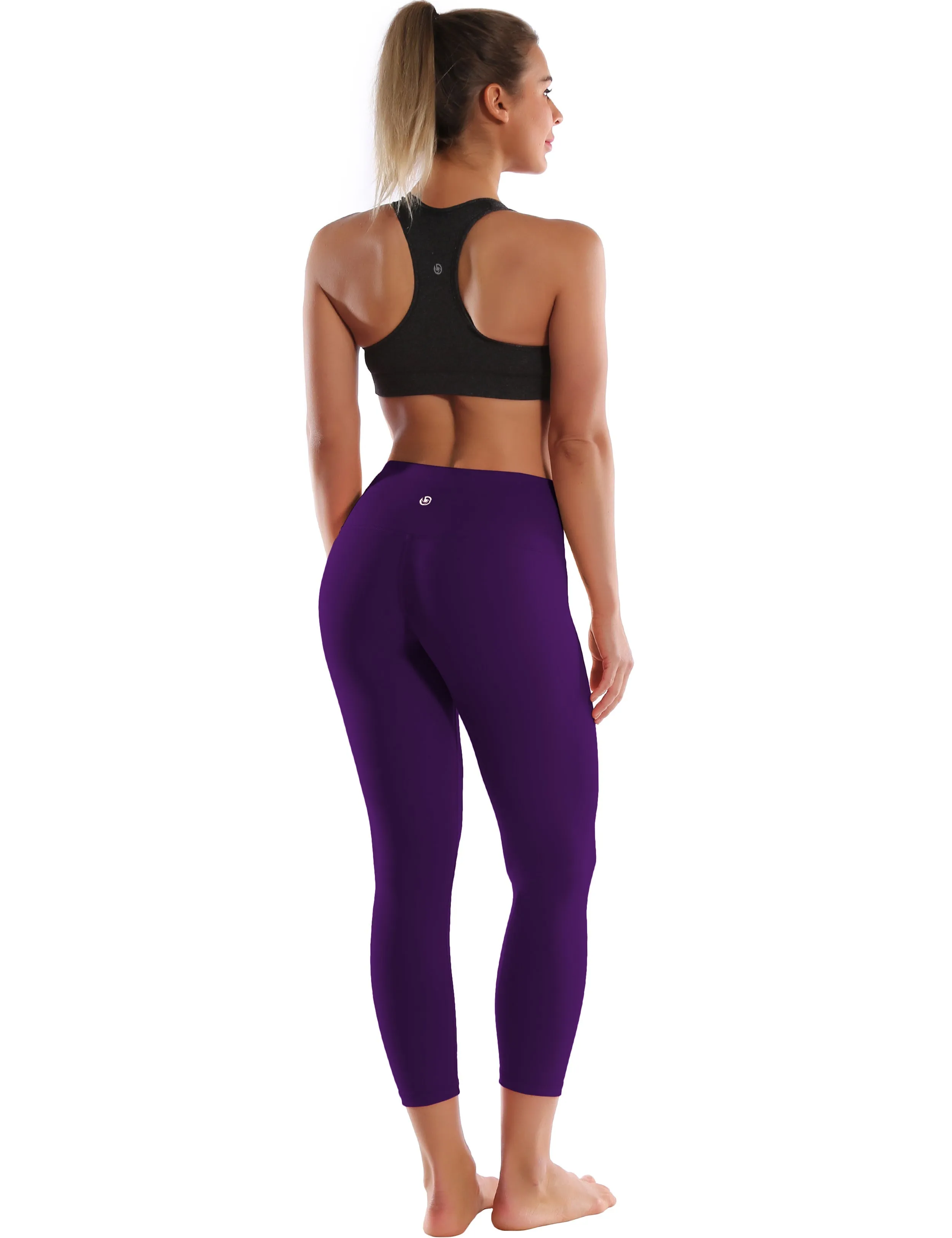 22" High Waist Crop Tight Capris eggplantpurple_yoga