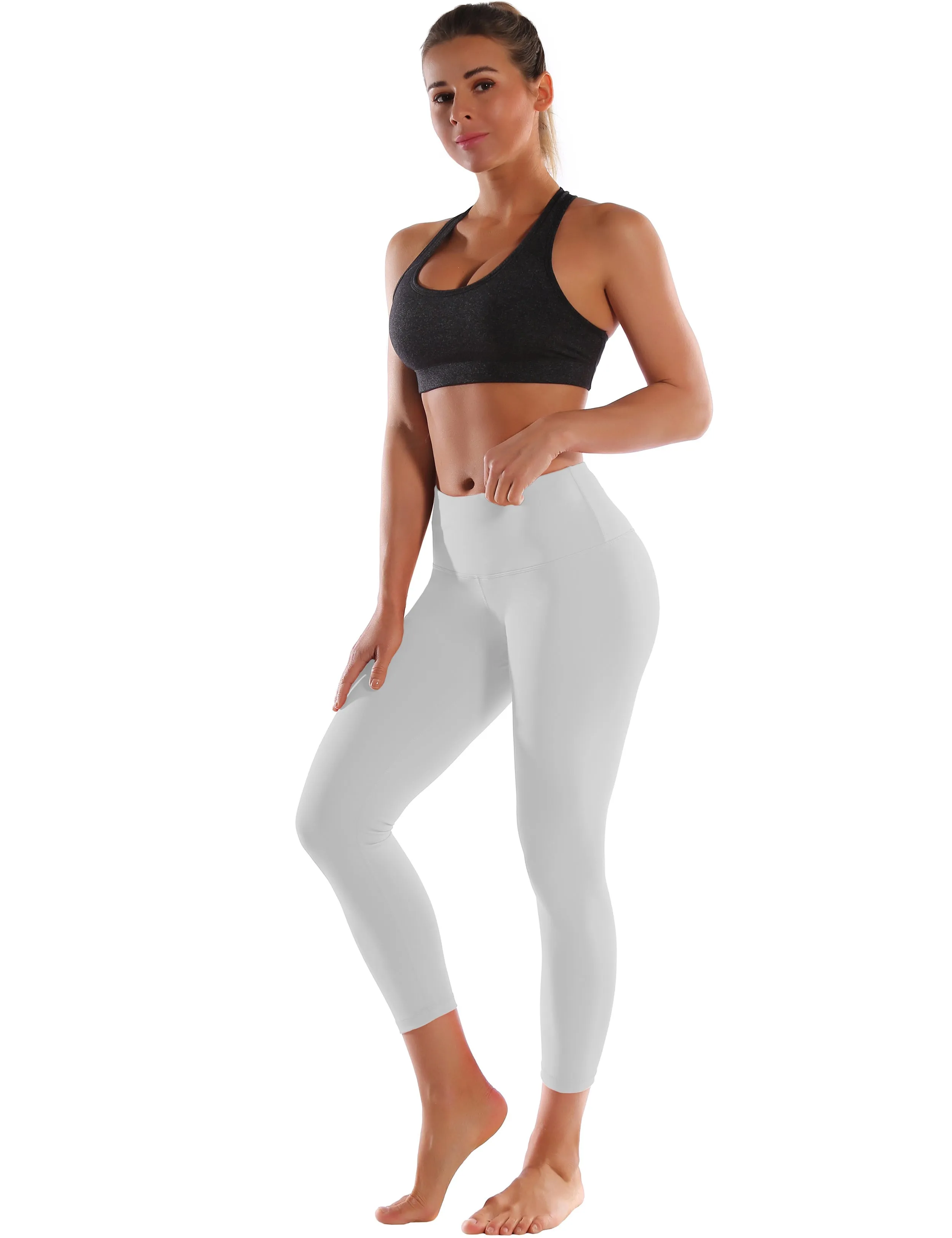 22" High Waist Crop Tight Capris lightgray_yoga
