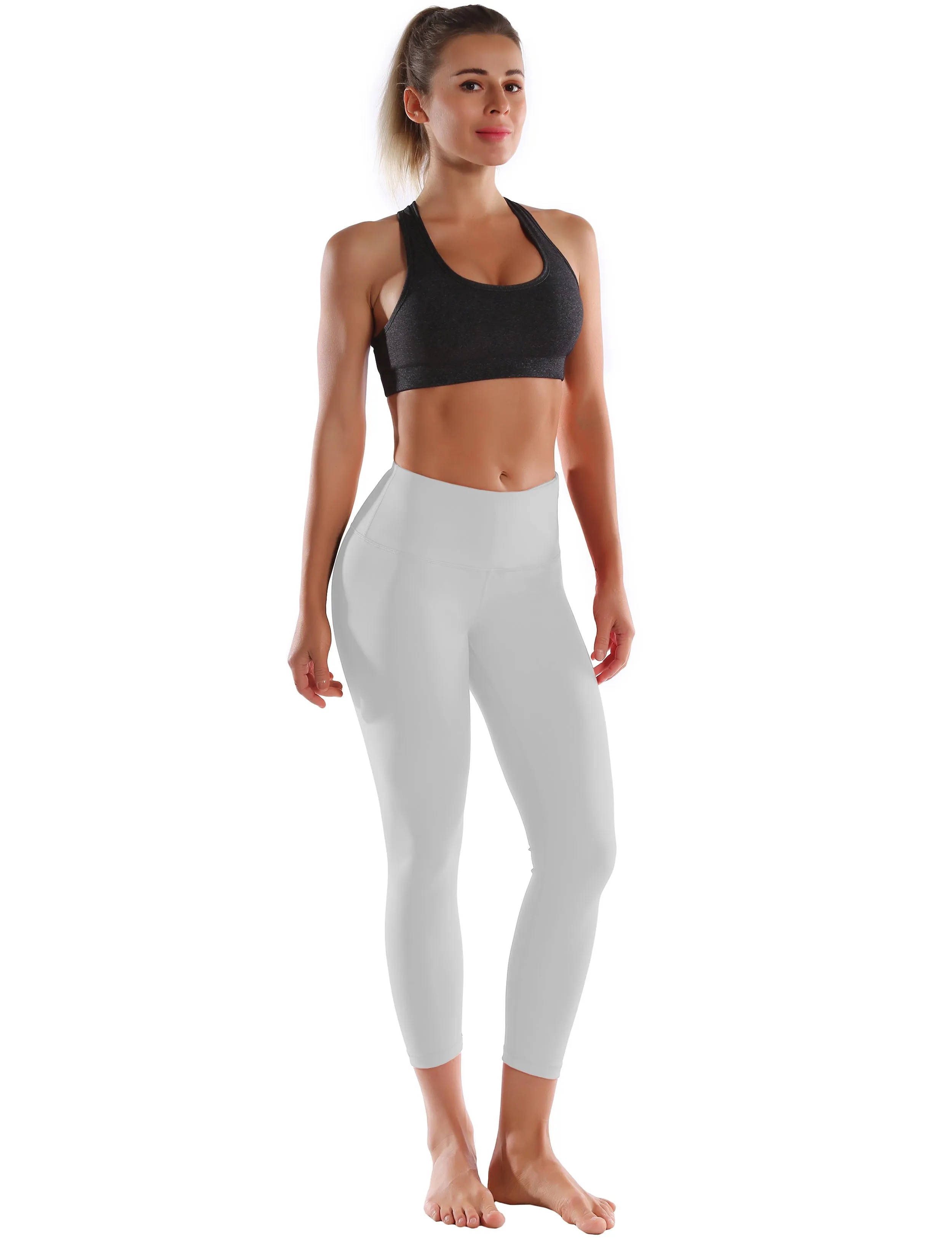 22" High Waist Crop Tight Capris lightgray_yoga