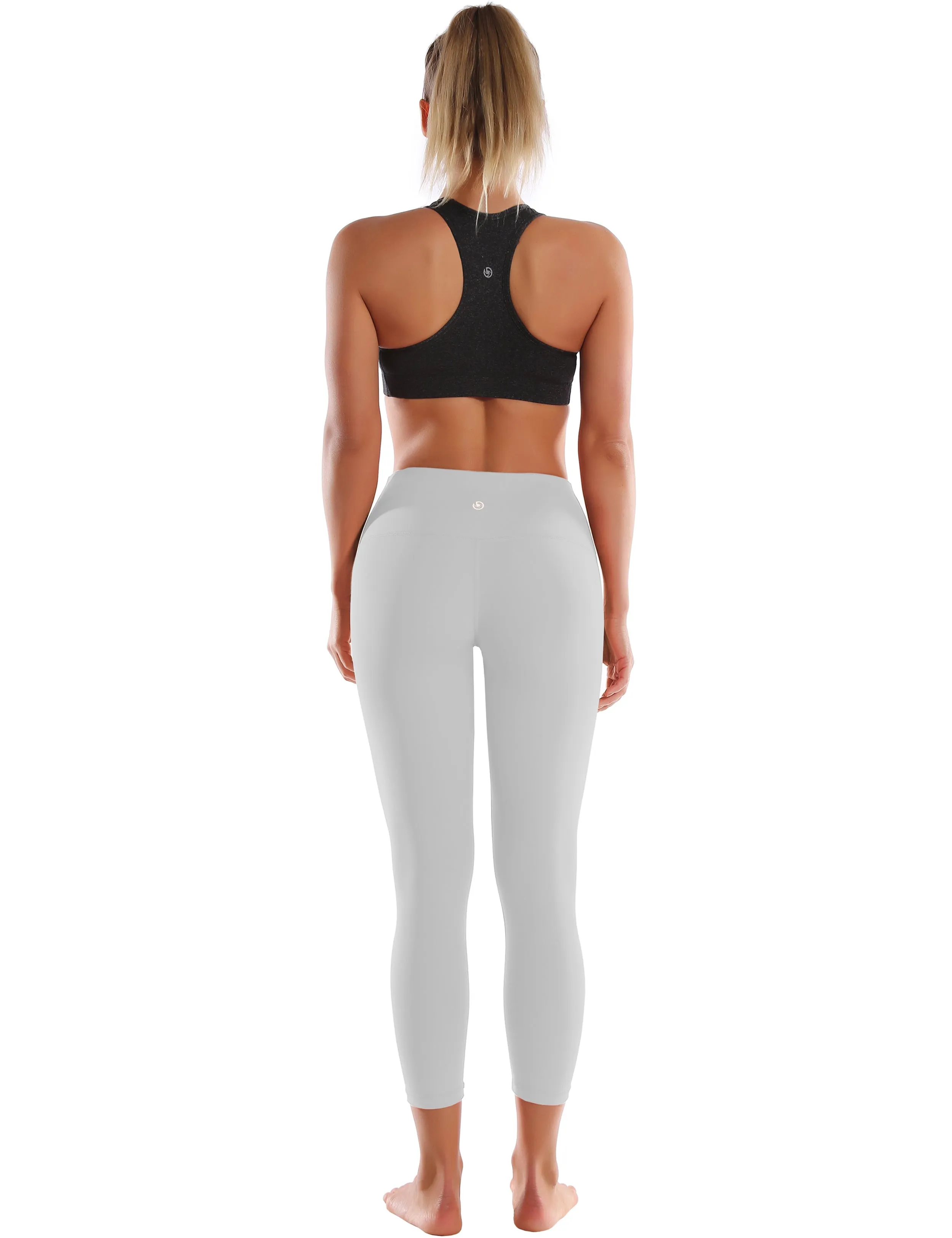 22" High Waist Crop Tight Capris lightgray_yoga