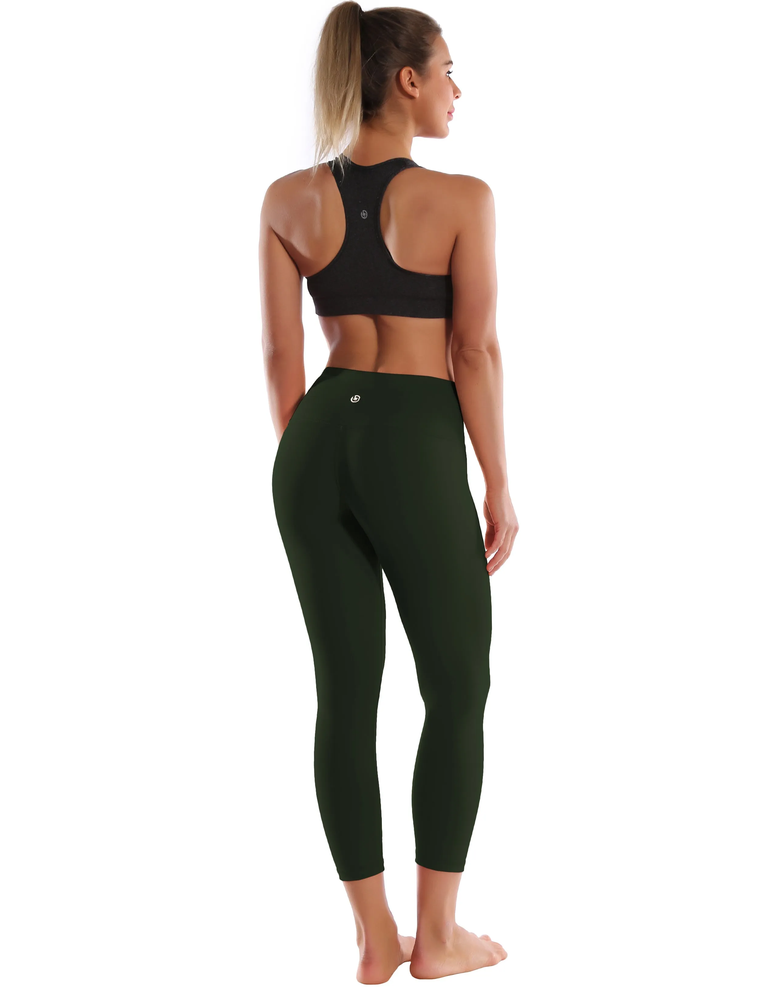 22" High Waist Crop Tight Capris olivegray_yoga