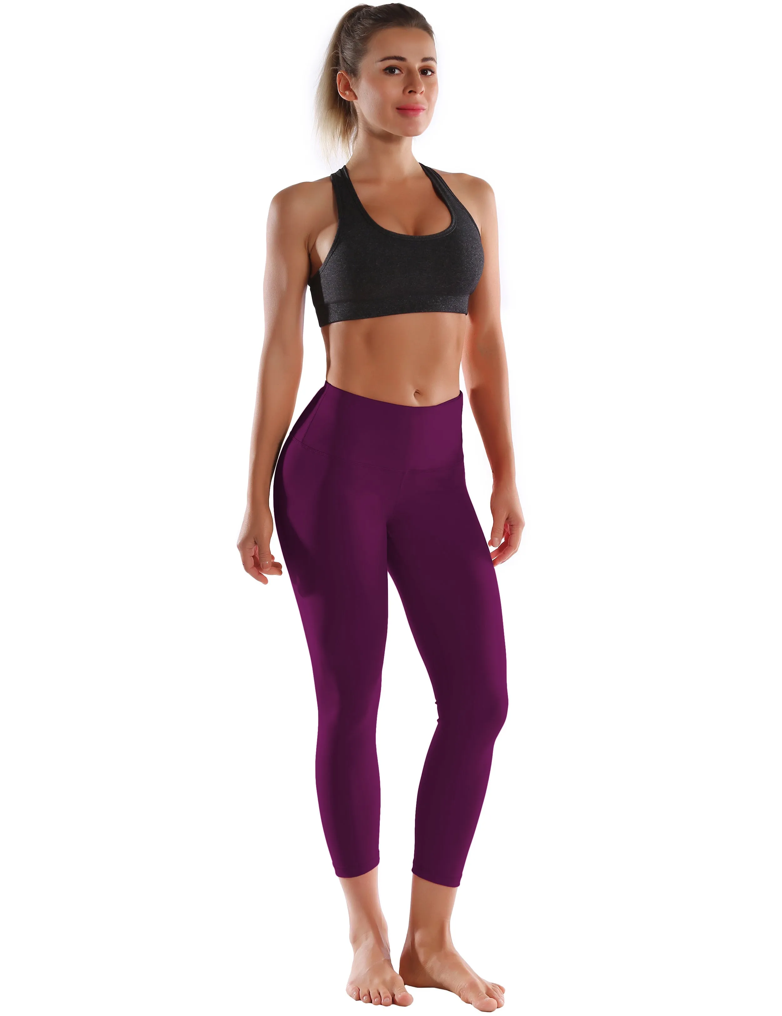 22" High Waist Crop Tight Capris plum_yoga