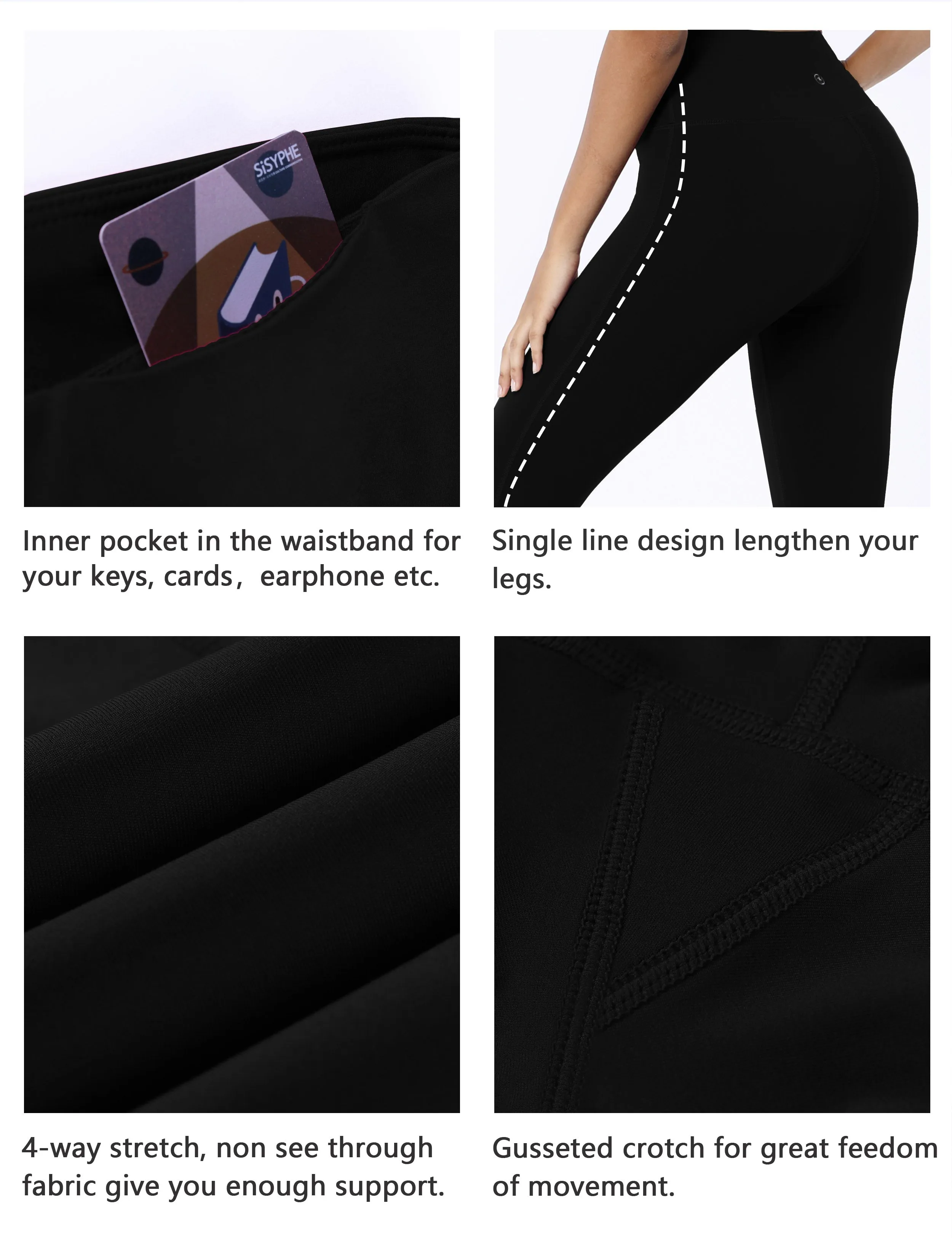 22" High Waist Side Line Capris black_yoga