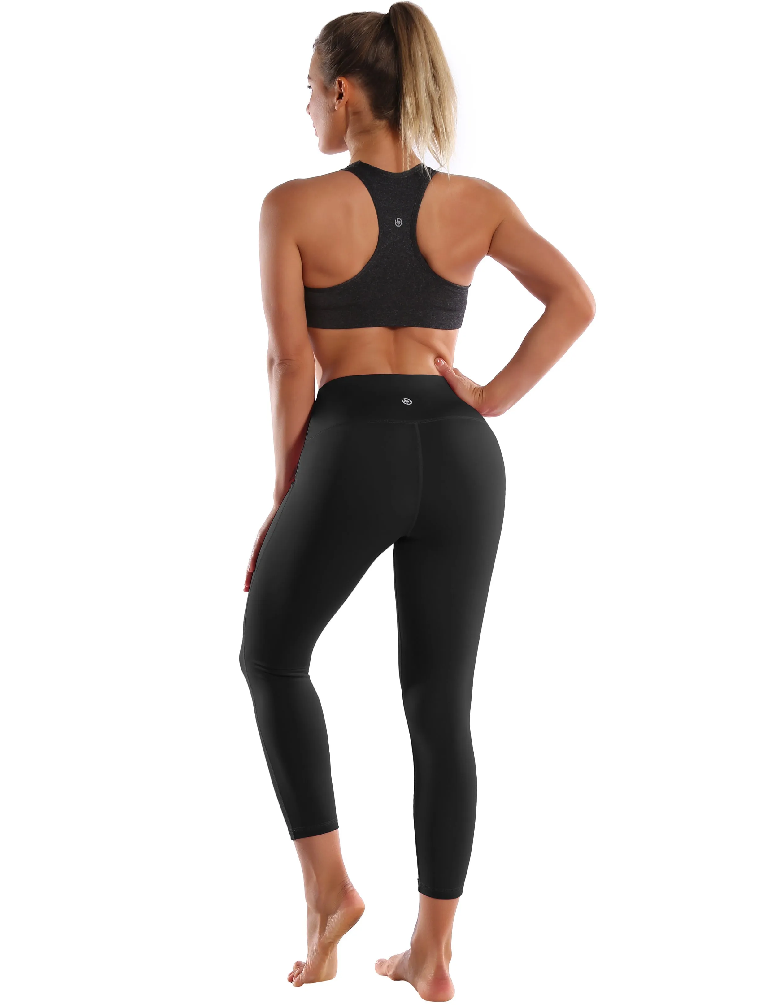 22" High Waist Side Line Capris black_yoga
