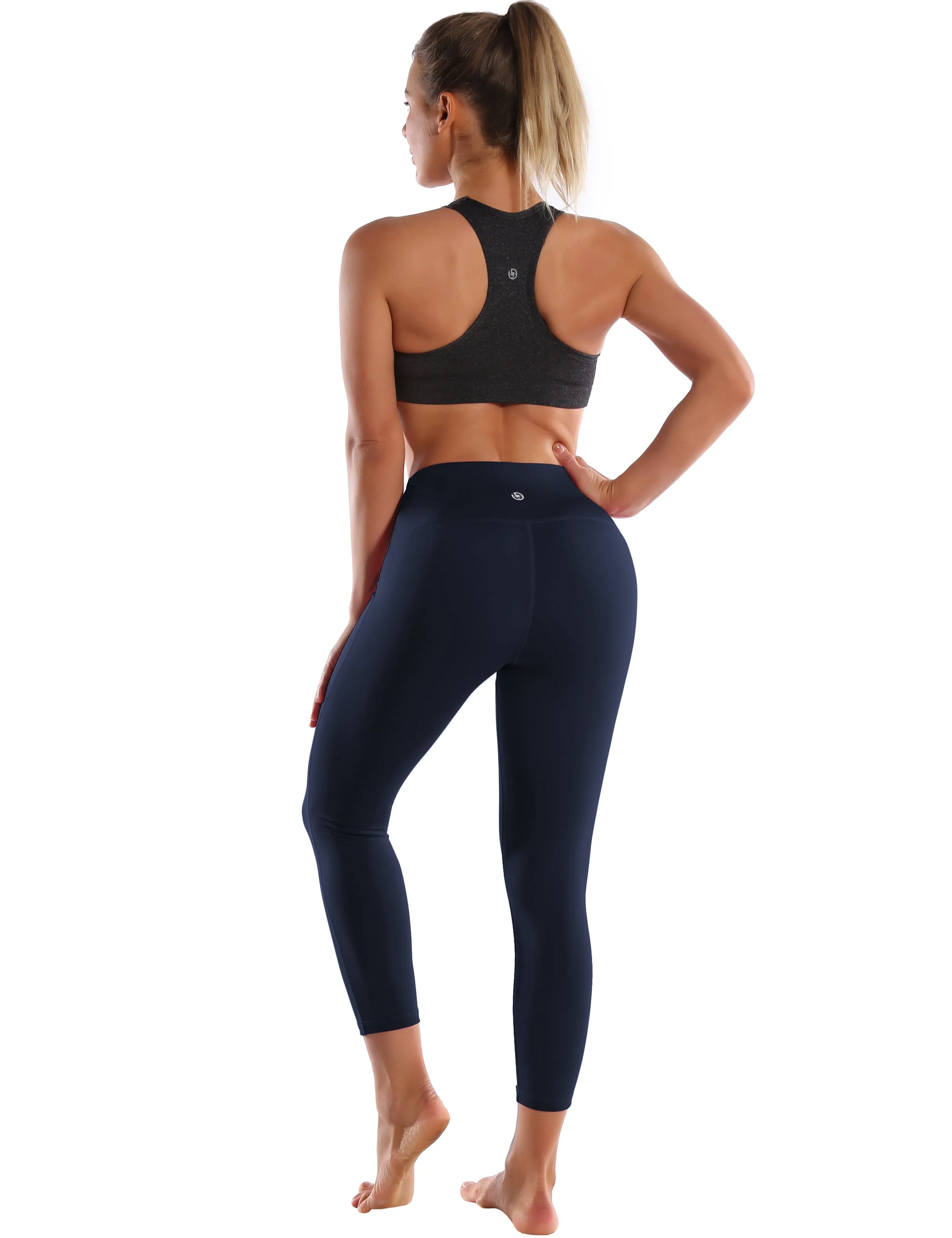 22" High Waist Side Line Capris darknavy_yoga