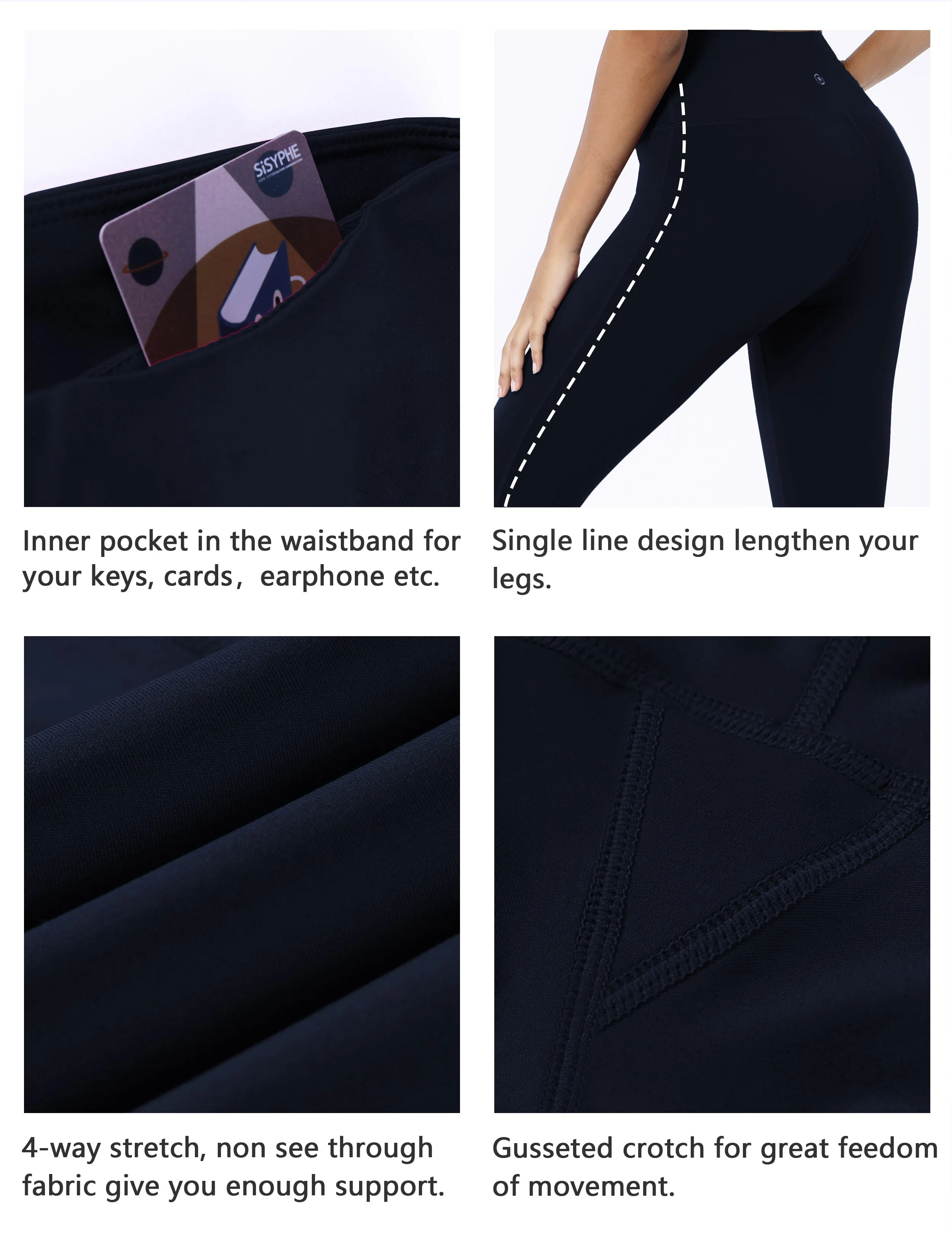 22" High Waist Side Line Capris darknavy_yoga
