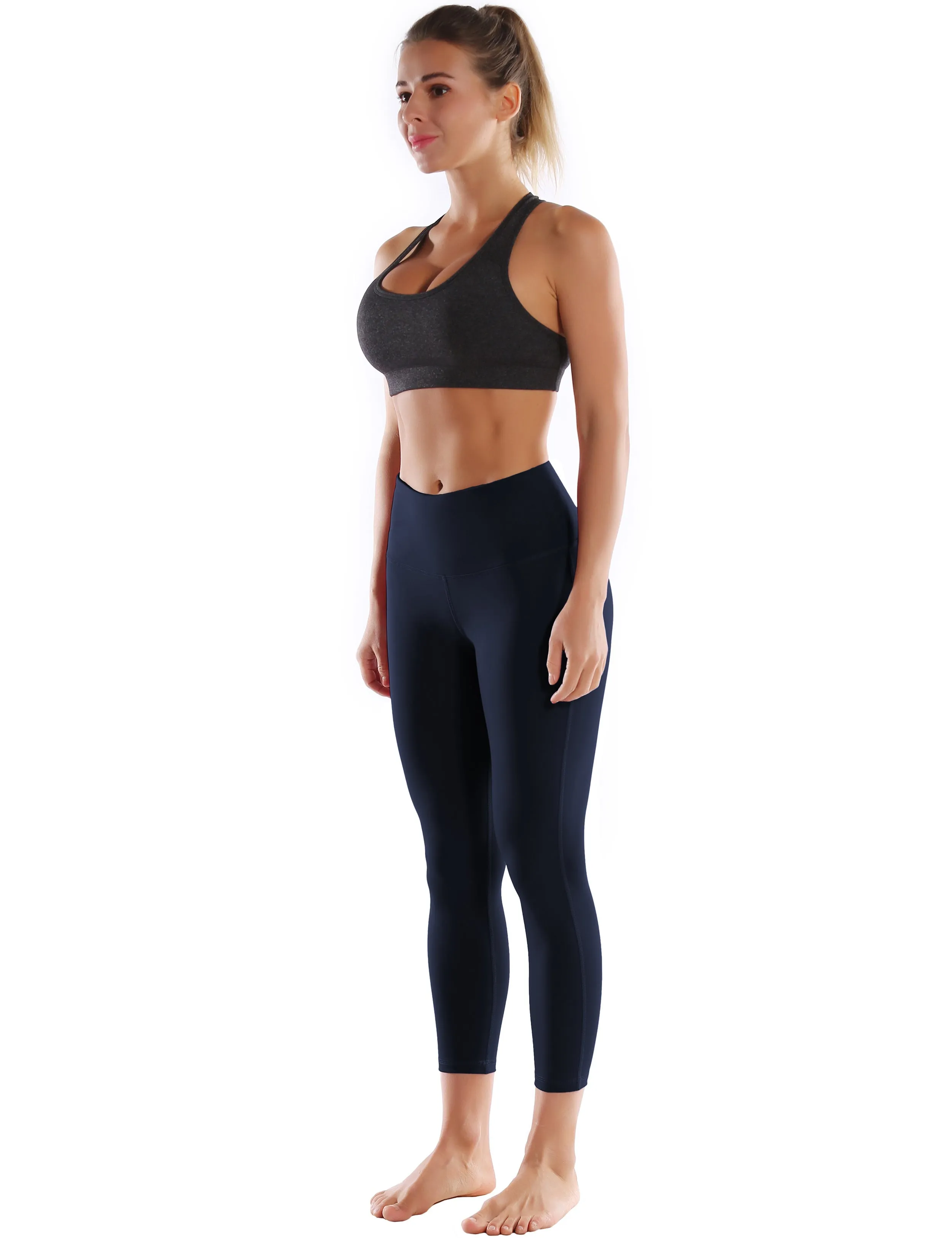 22" High Waist Side Line Capris darknavy_yoga