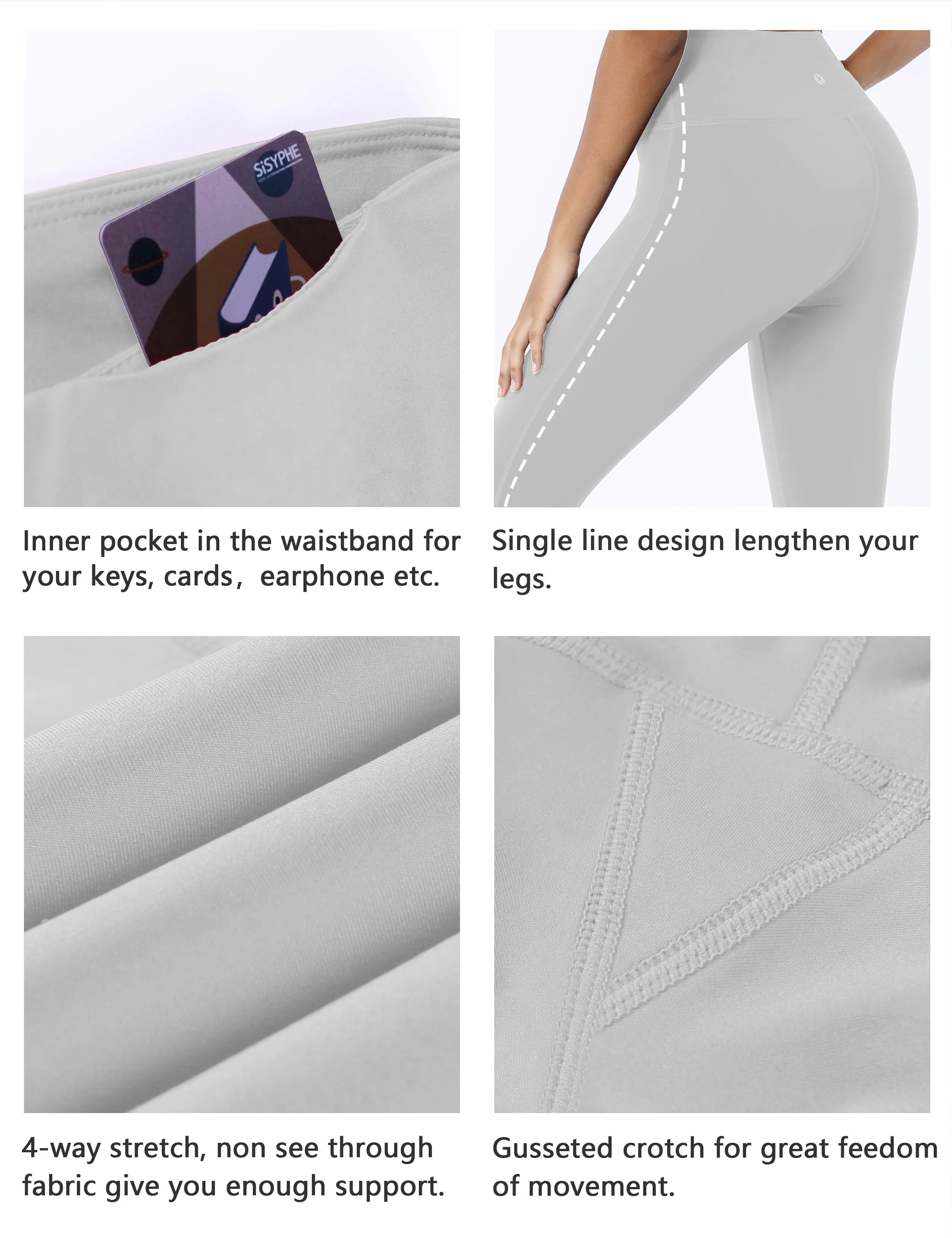 22" High Waist Side Line Capris lightgray ins_yoga