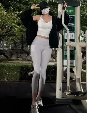 22" High Waist Side Line Capris lightgray ins_yoga