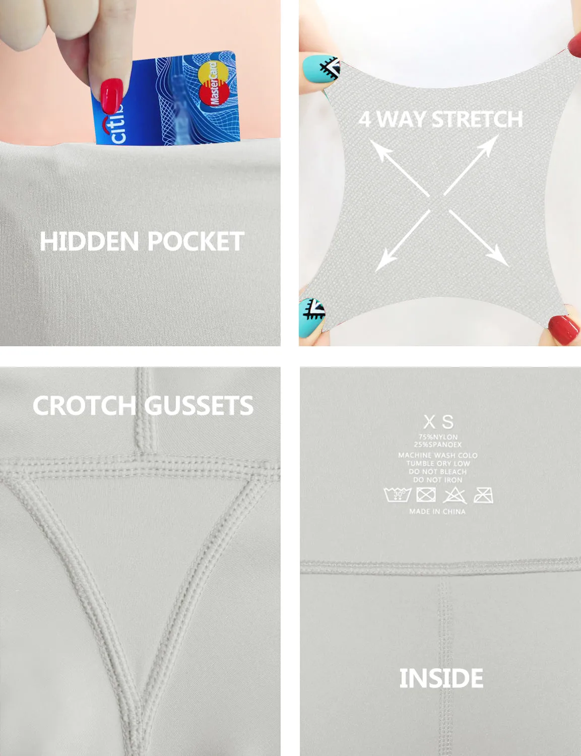 22" High Waist Side Pockets Capris lightgray_yoga