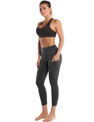 22" High Waist Side Pockets Capris shadowcharcoal_yoga