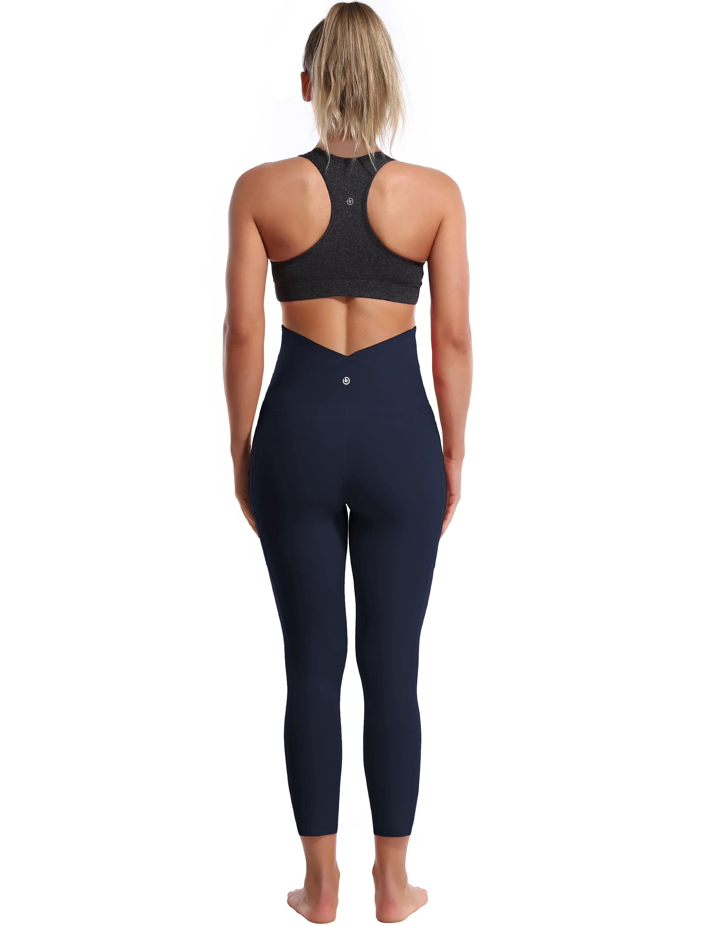 22" Side Pockets Maternity Yoga Pants darknavy_yoga