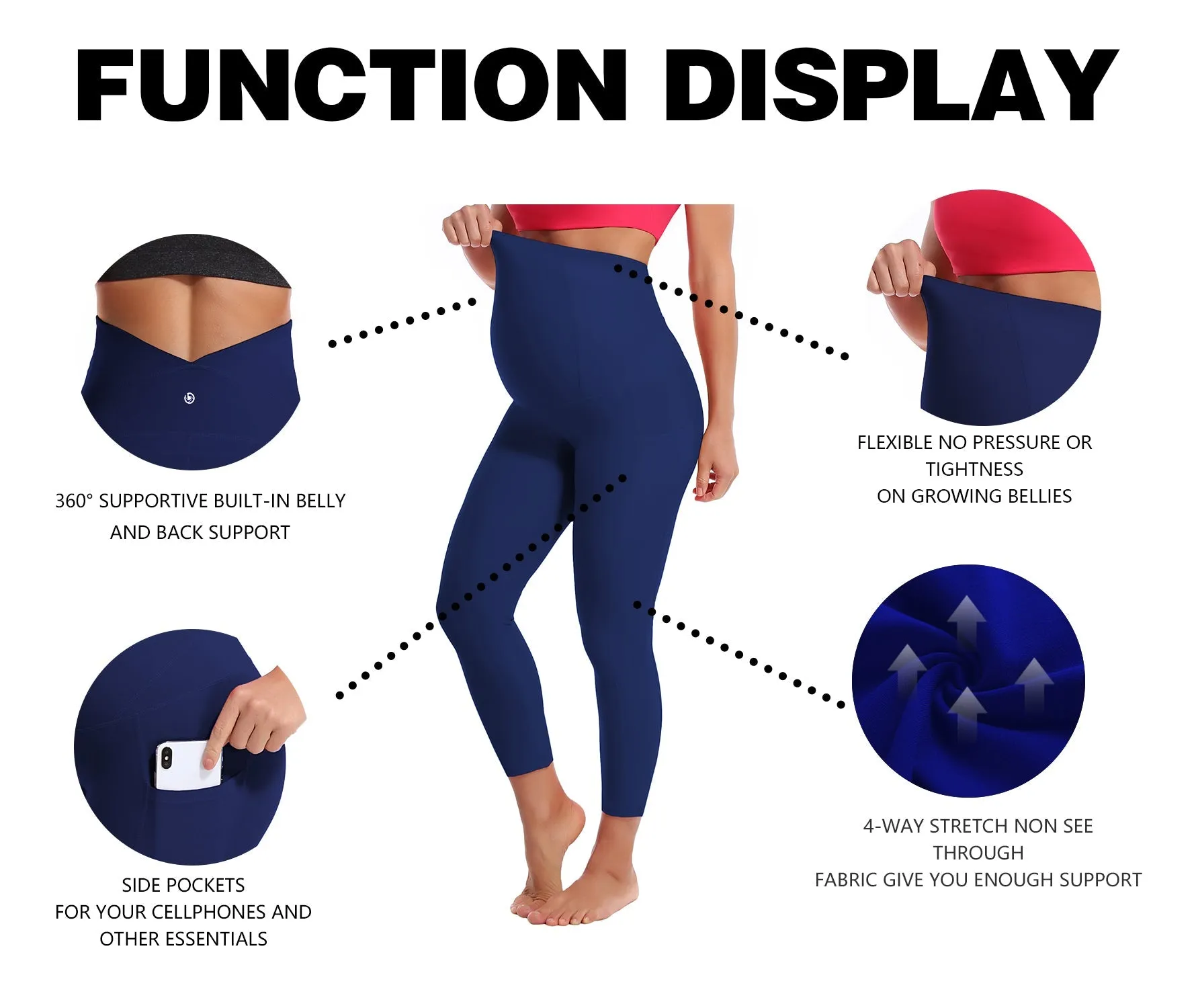 22" Side Pockets Maternity Yoga Pants navy_yoga
