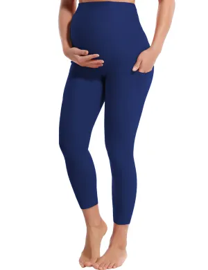 22" Side Pockets Maternity Yoga Pants navy_yoga
