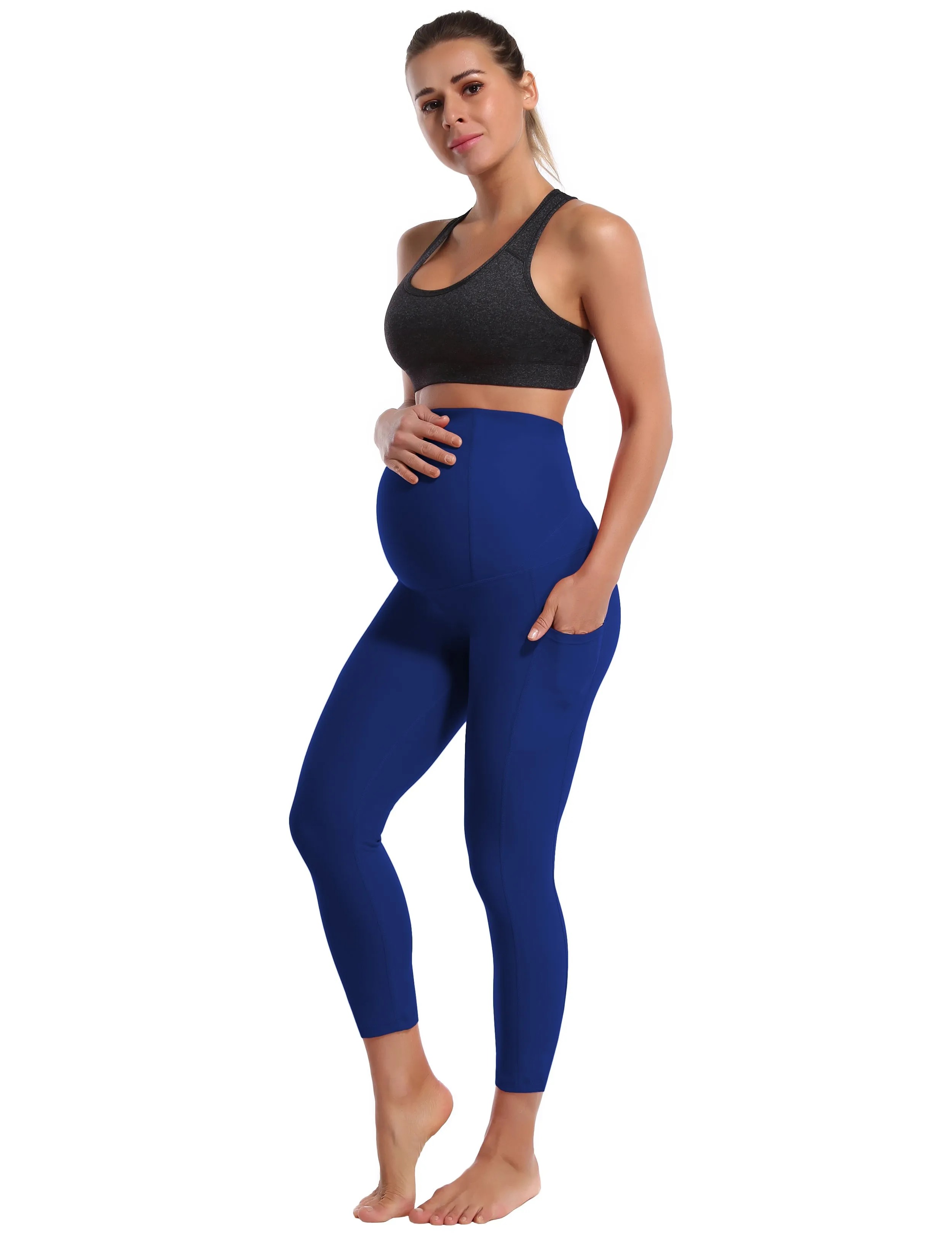 22" Side Pockets Maternity Yoga Pants navy_yoga