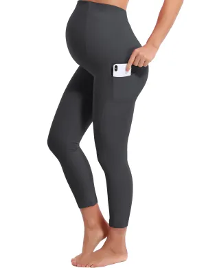 22" Side Pockets Maternity Yoga Pants shadowcharcoal_yoga