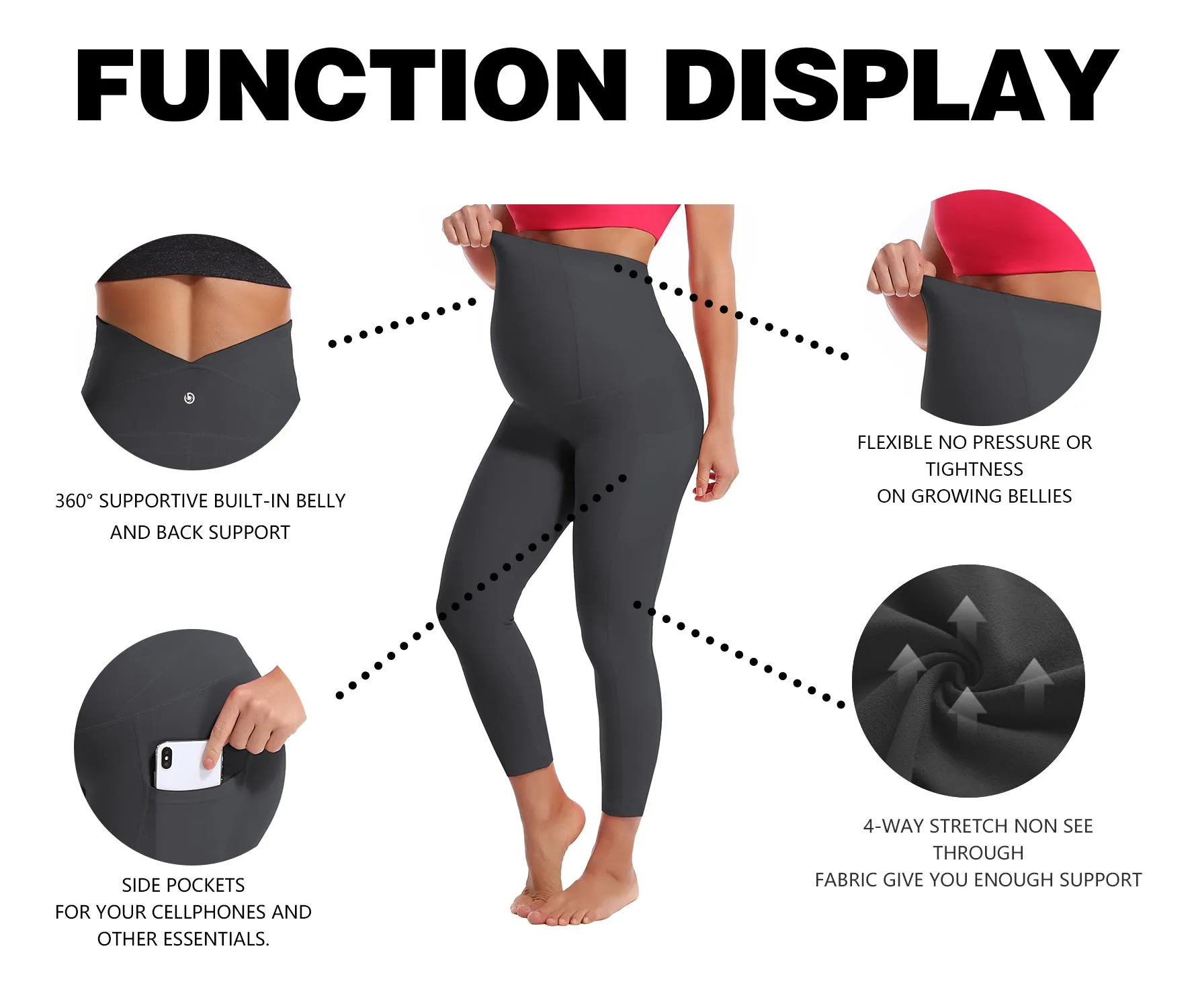 22" Side Pockets Maternity Yoga Pants shadowcharcoal_yoga