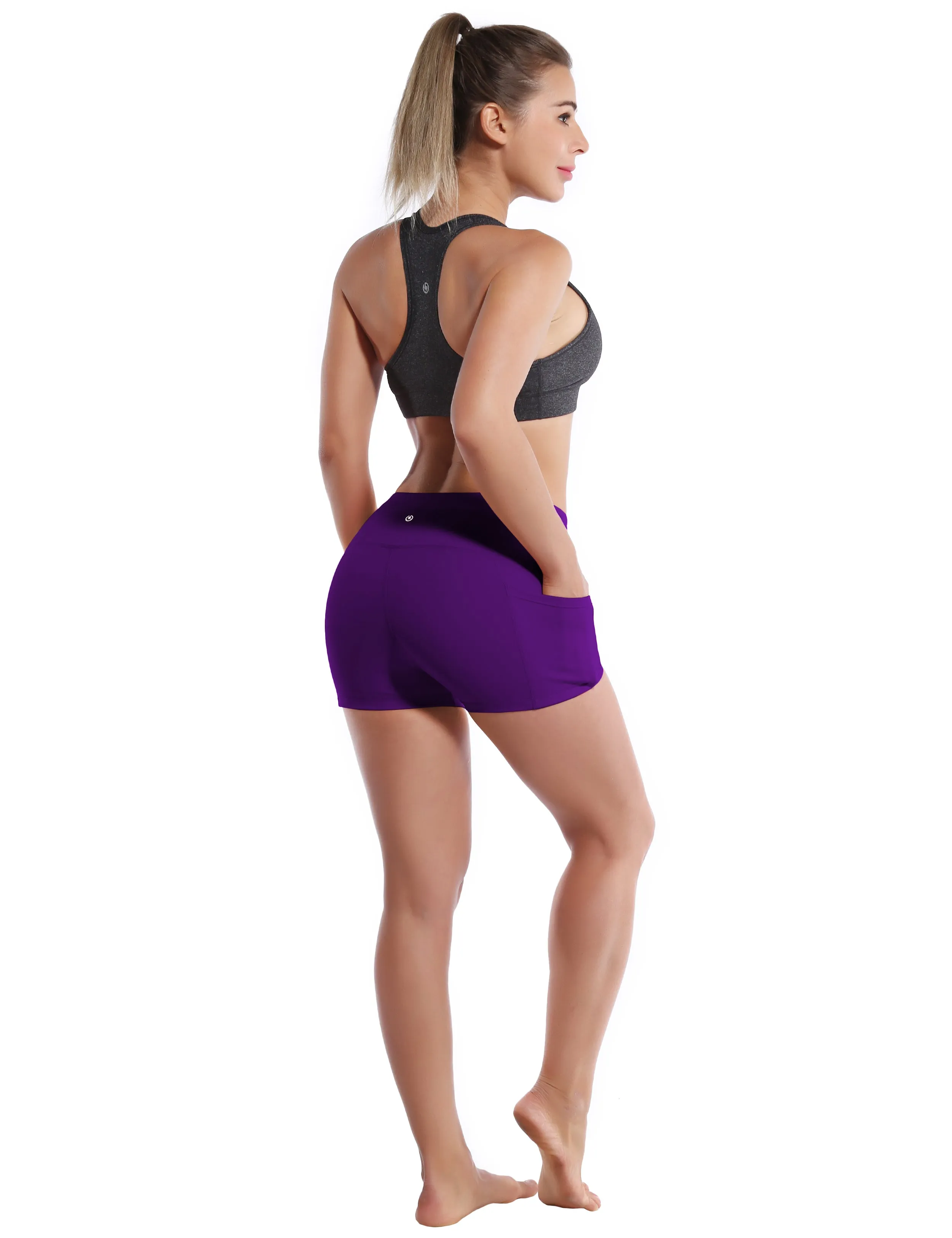 2.5" Side Pockets Yoga Shorts eggplantpurple