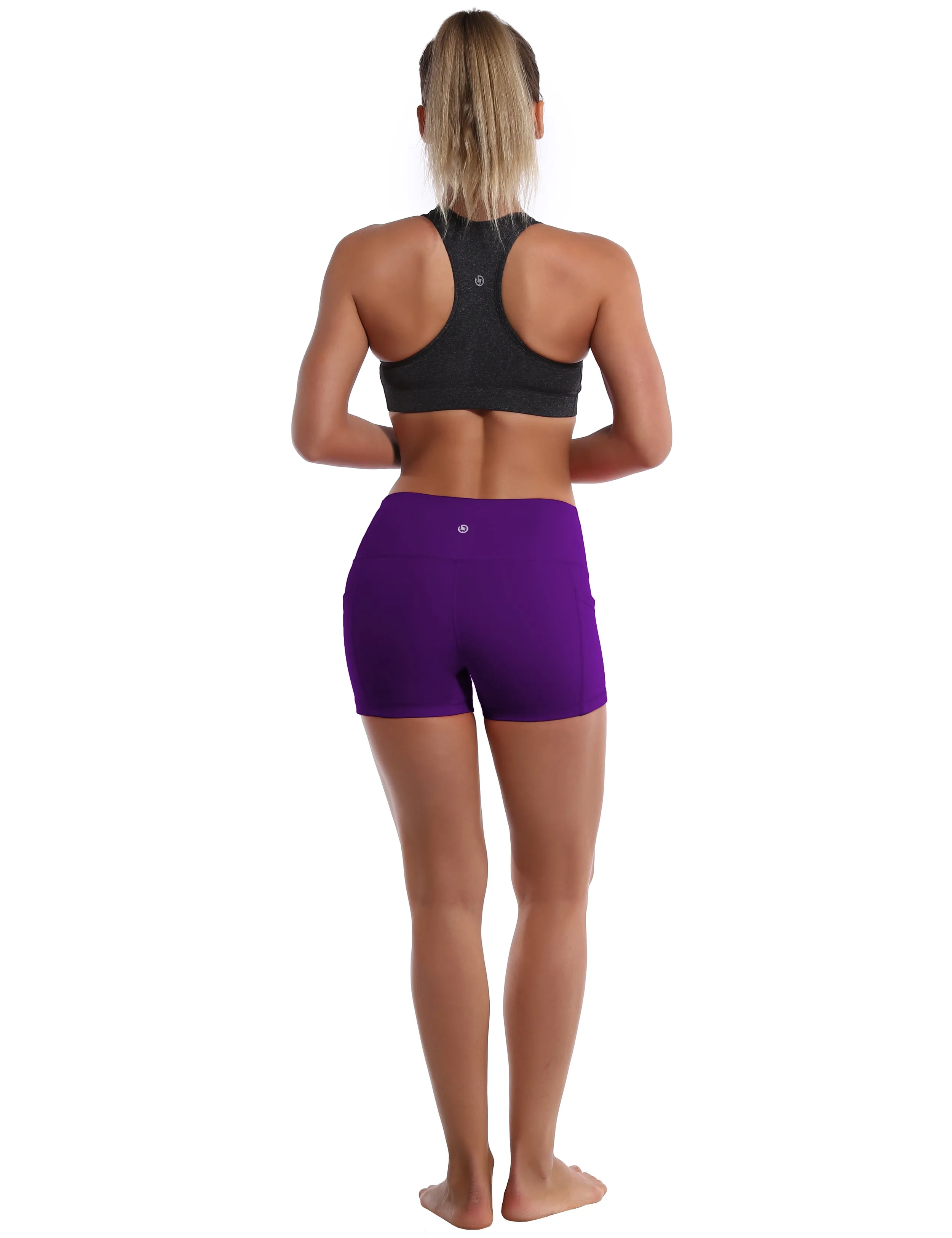 2.5" Side Pockets Yoga Shorts eggplantpurple