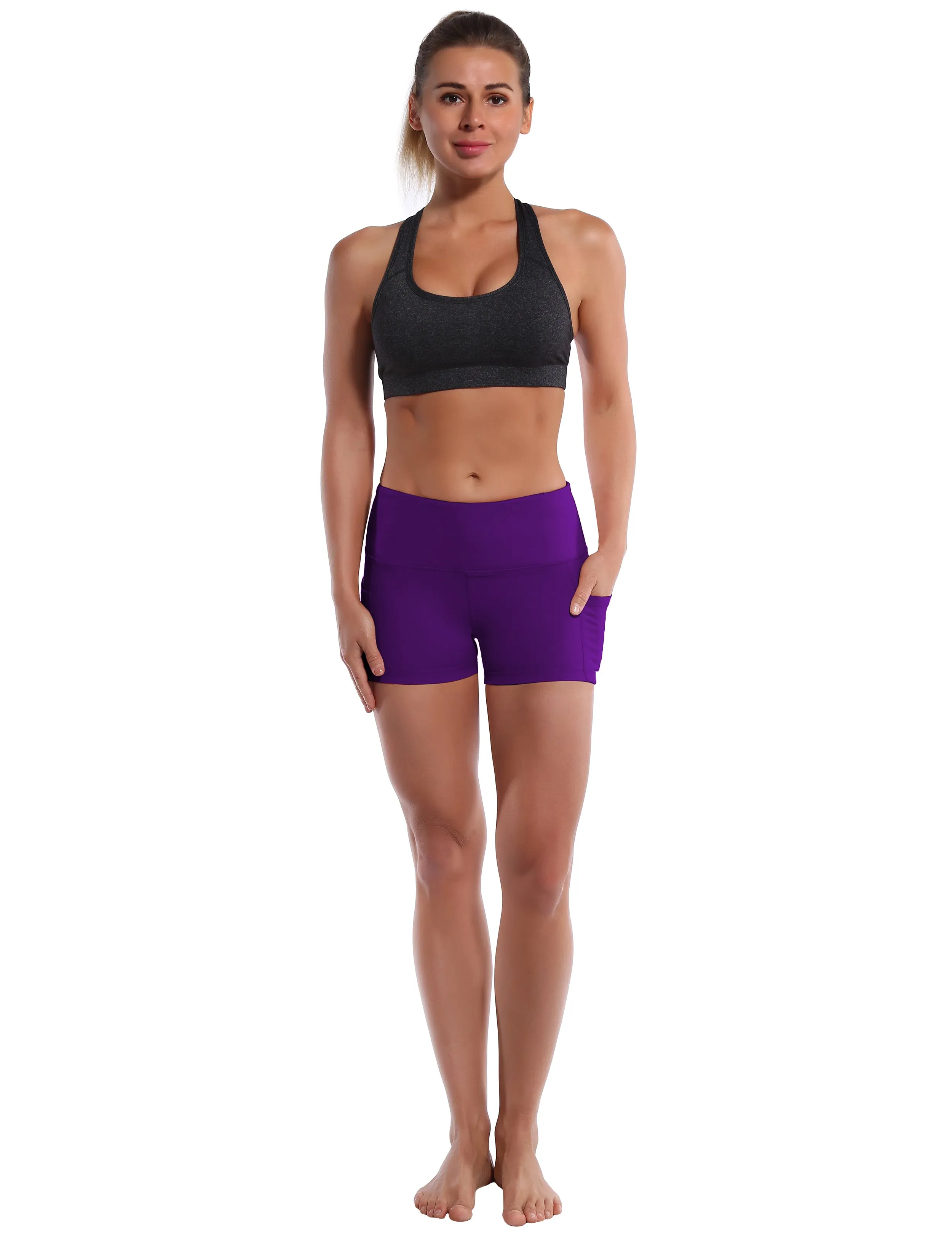 2.5" Side Pockets Yoga Shorts eggplantpurple
