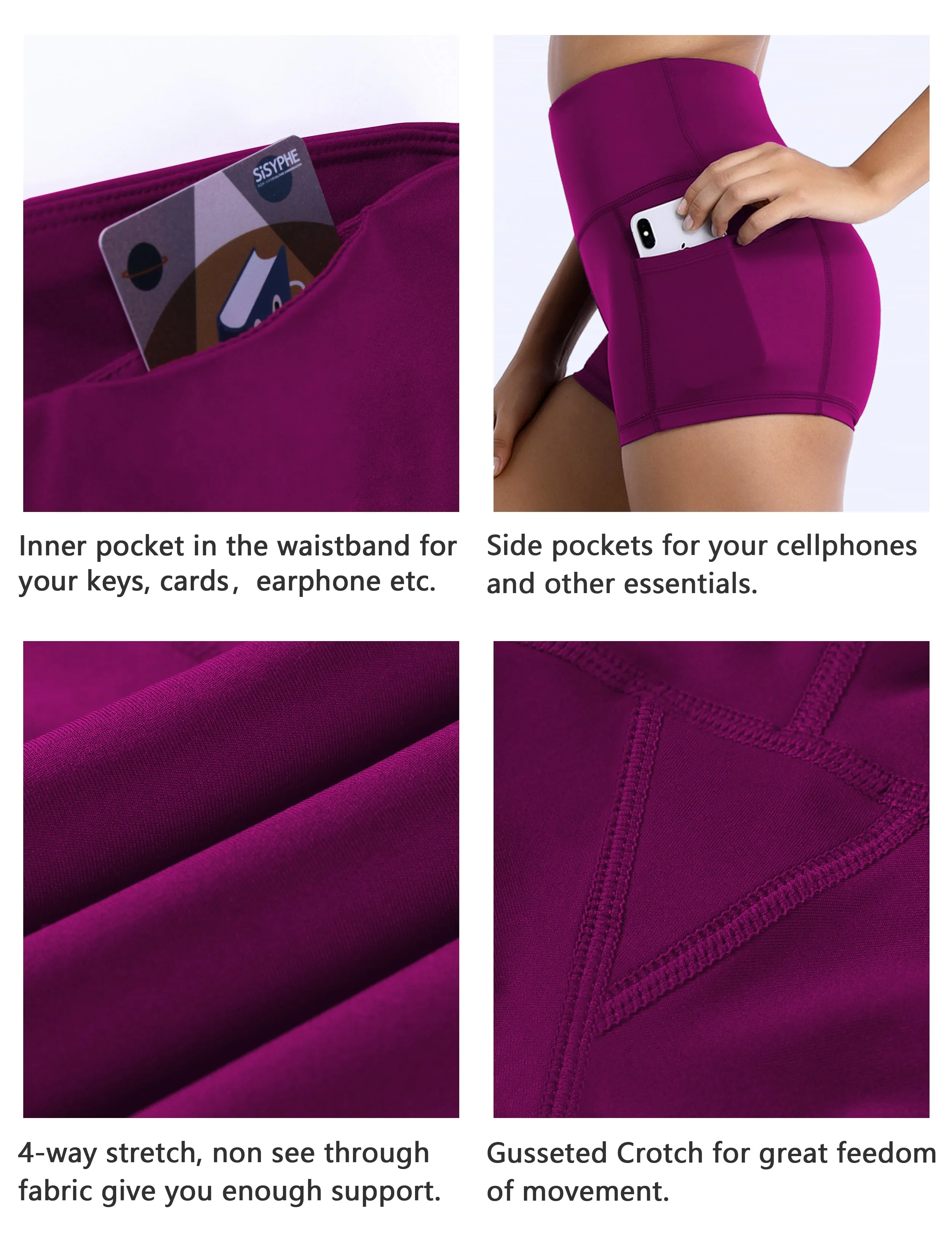 2.5" Side Pockets Yoga Shorts grapevine