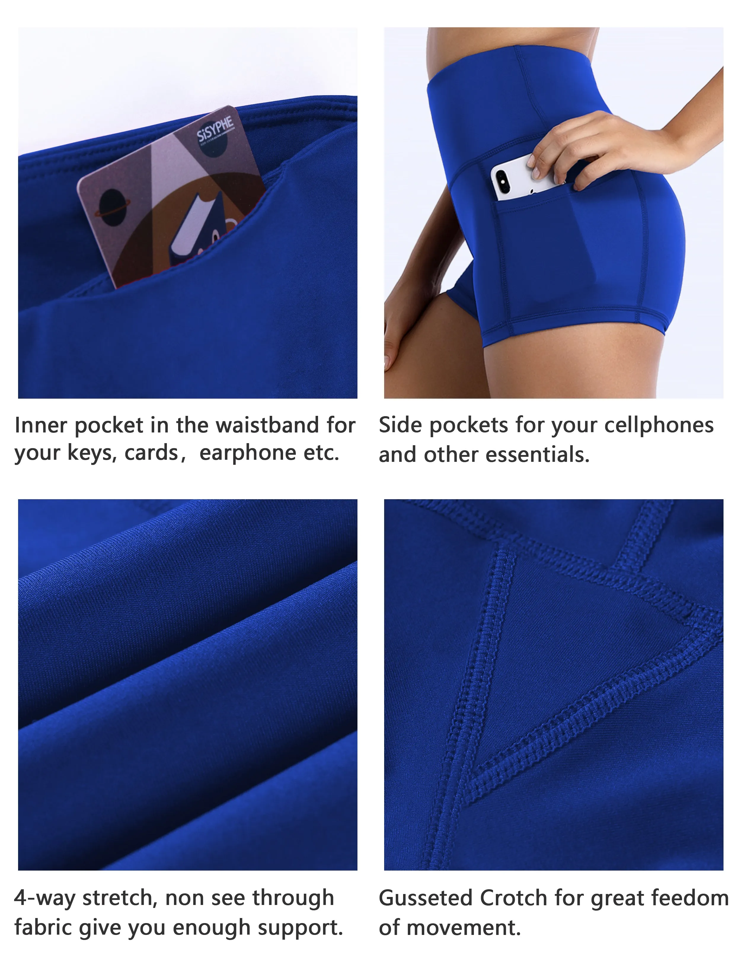 2.5" Side Pockets Yoga Shorts navy