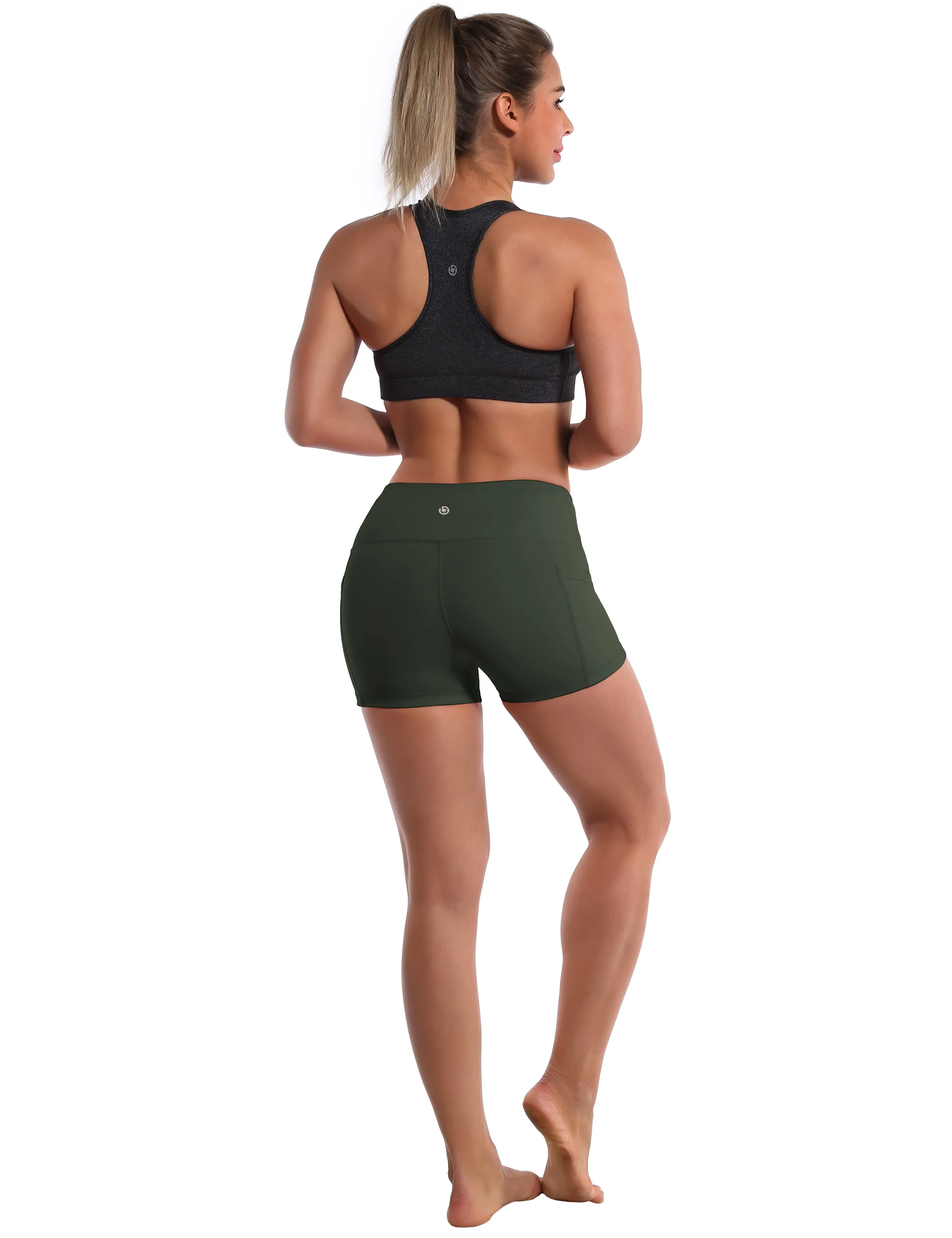 2.5" Side Pockets Yoga Shorts olivegray