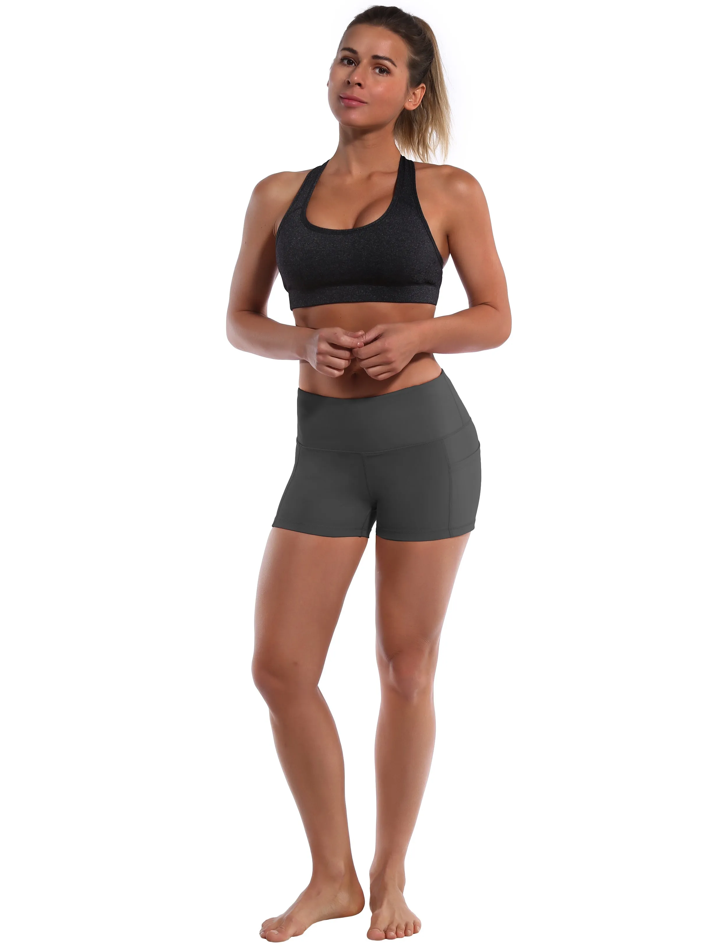 2.5" Side Pockets Yoga Shorts shadowcharcoal_yoga
