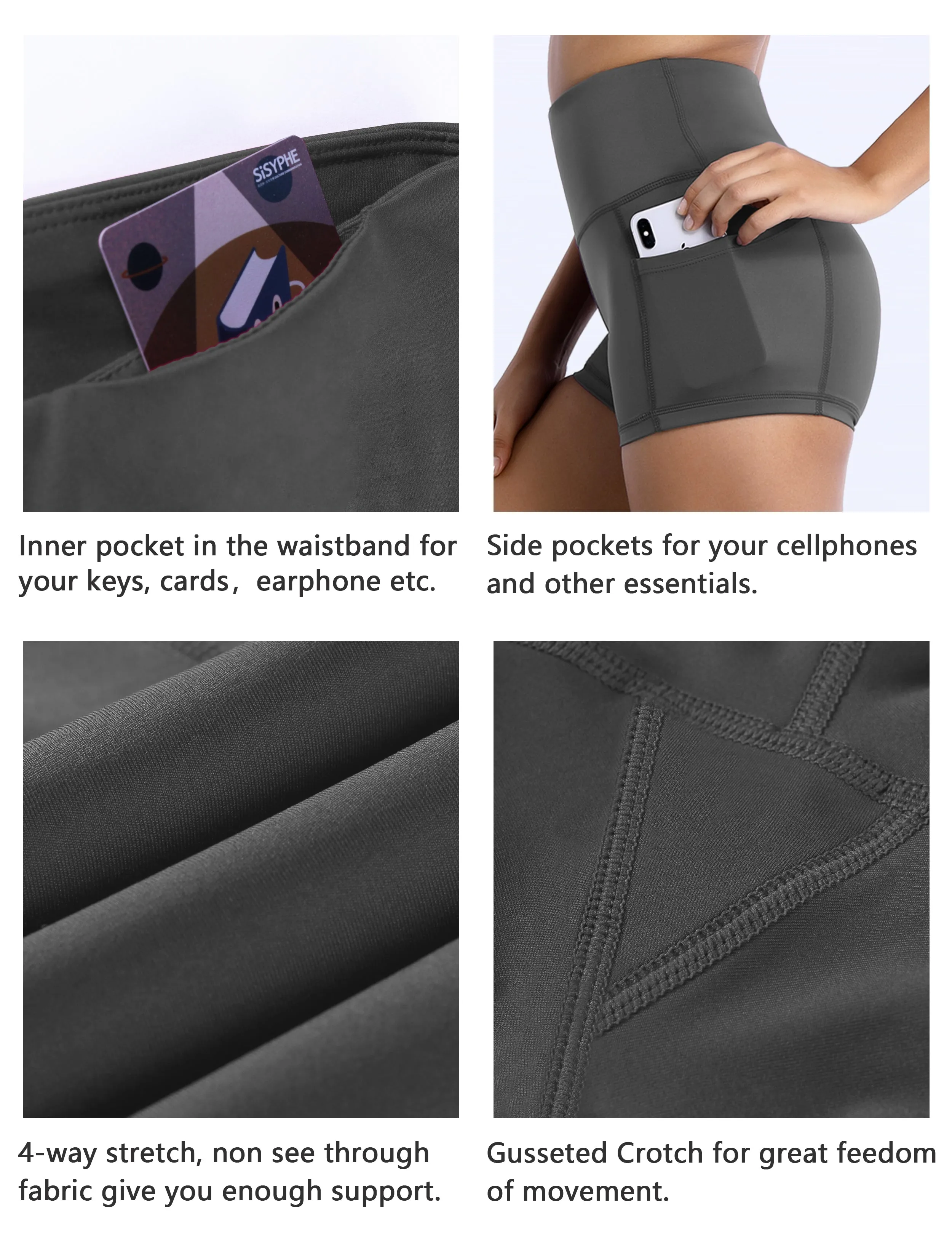 2.5" Side Pockets Yoga Shorts shadowcharcoal_yoga