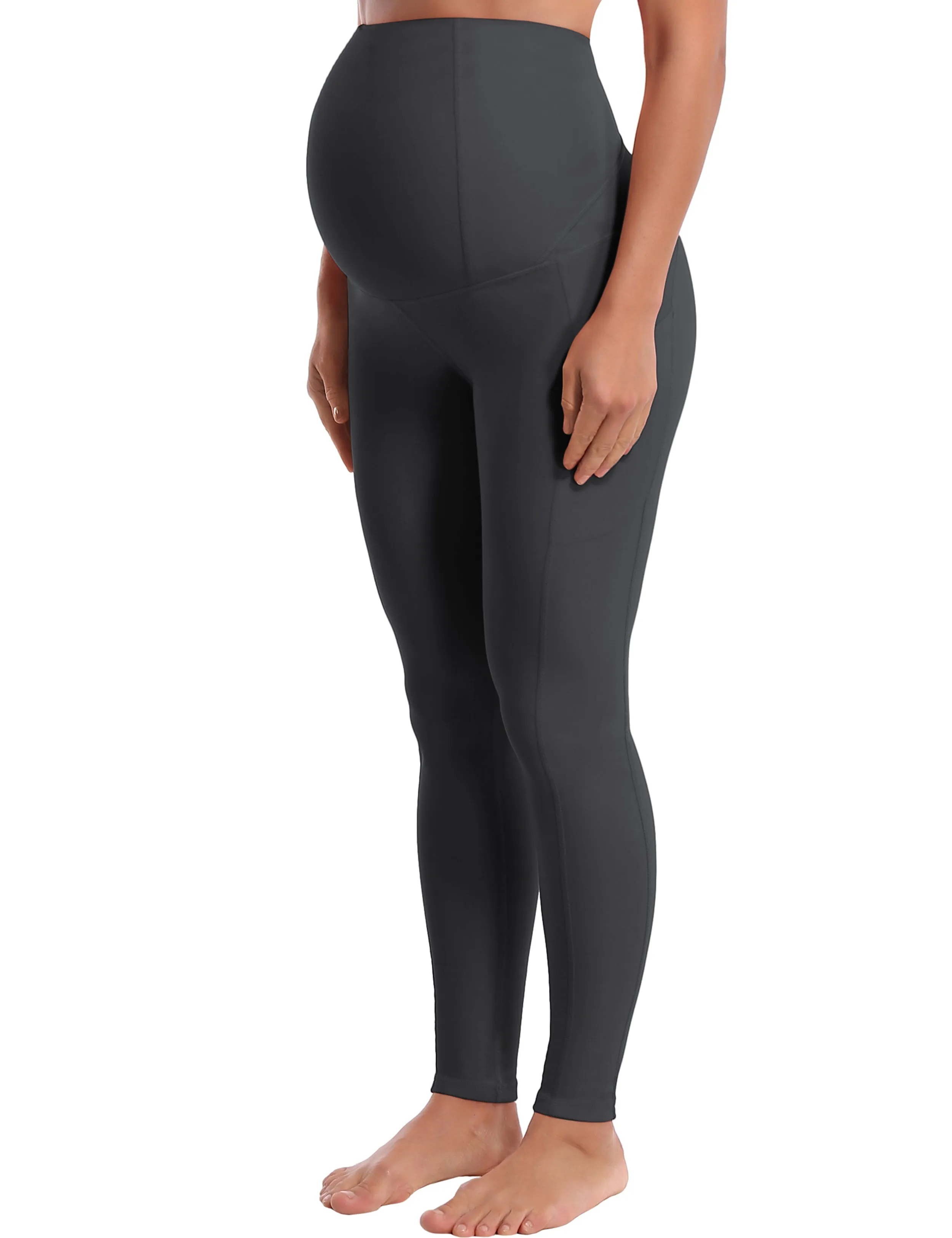 26" Side Pockets Maternity Yoga Pants shadowcharcoal_yoga