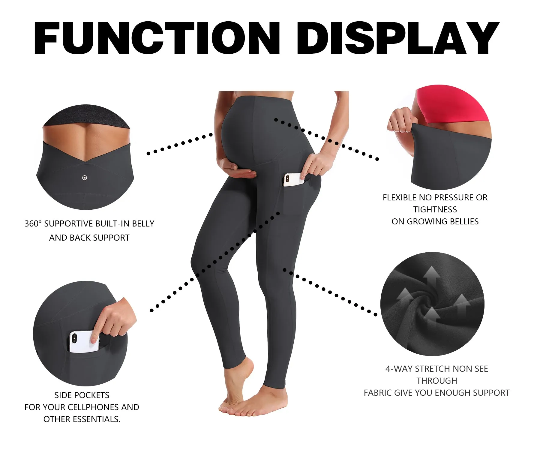 26" Side Pockets Maternity Yoga Pants shadowcharcoal_yoga