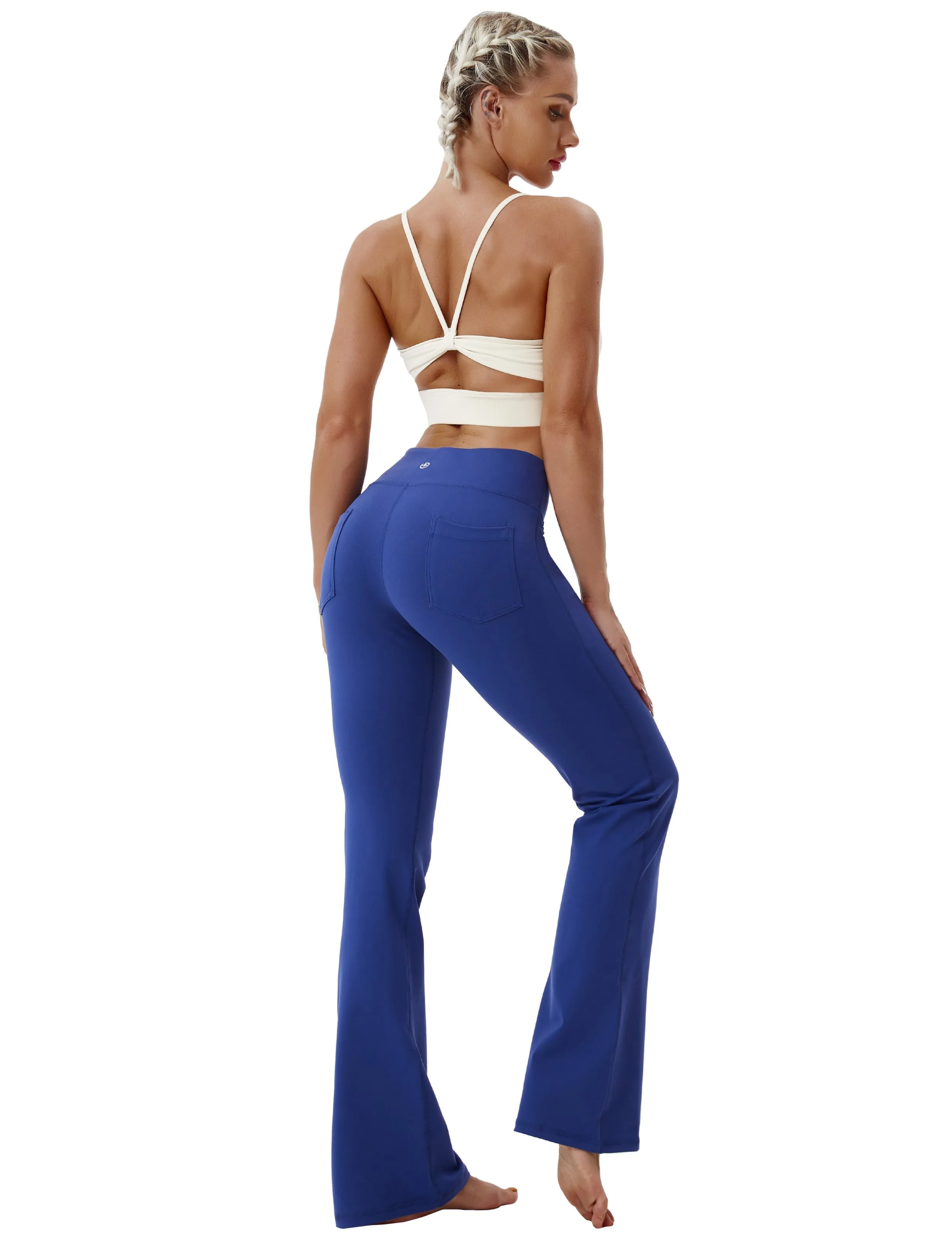 29" 31" 33" 35" 37"  Back Pockets Bootcut Leggings navy_yoga