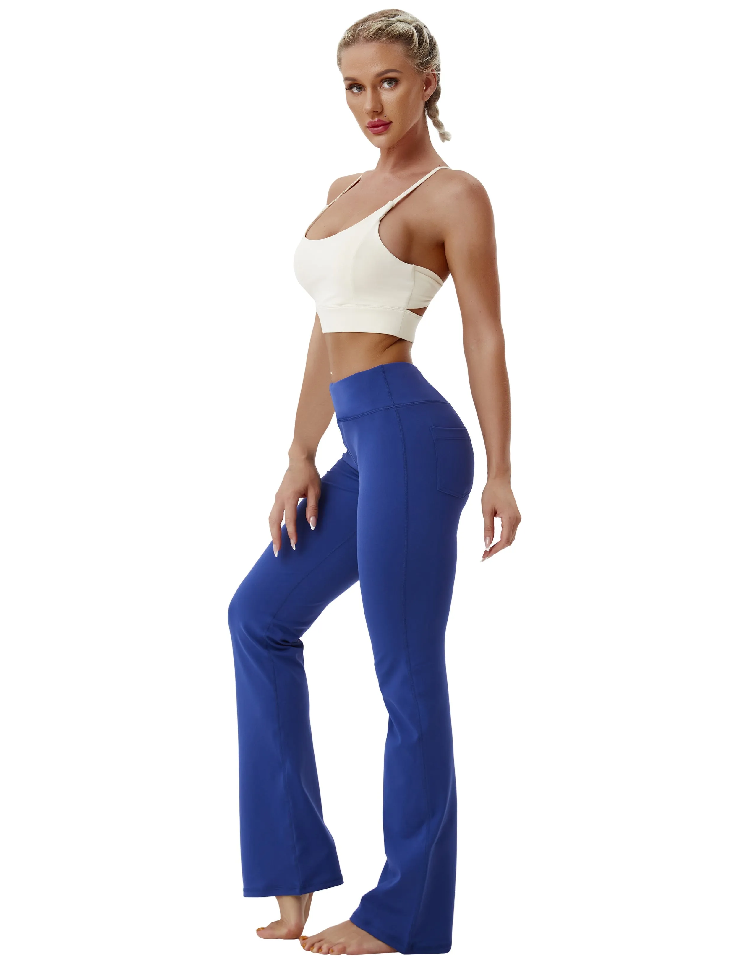 29" 31" 33" 35" 37"  Back Pockets Bootcut Leggings navy_yoga