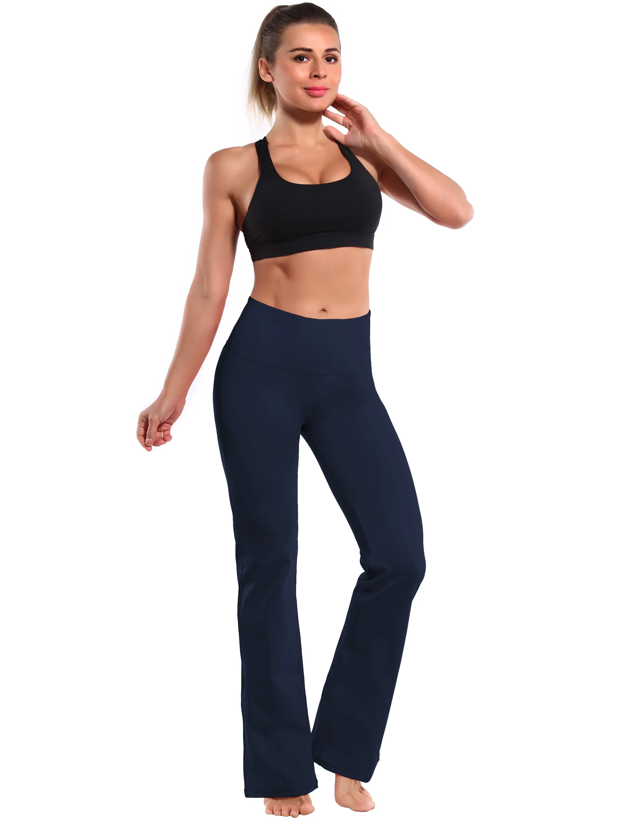 29" 31" 33" 35" 37" High Waist Bootcut Leggings Darknavy_yoga