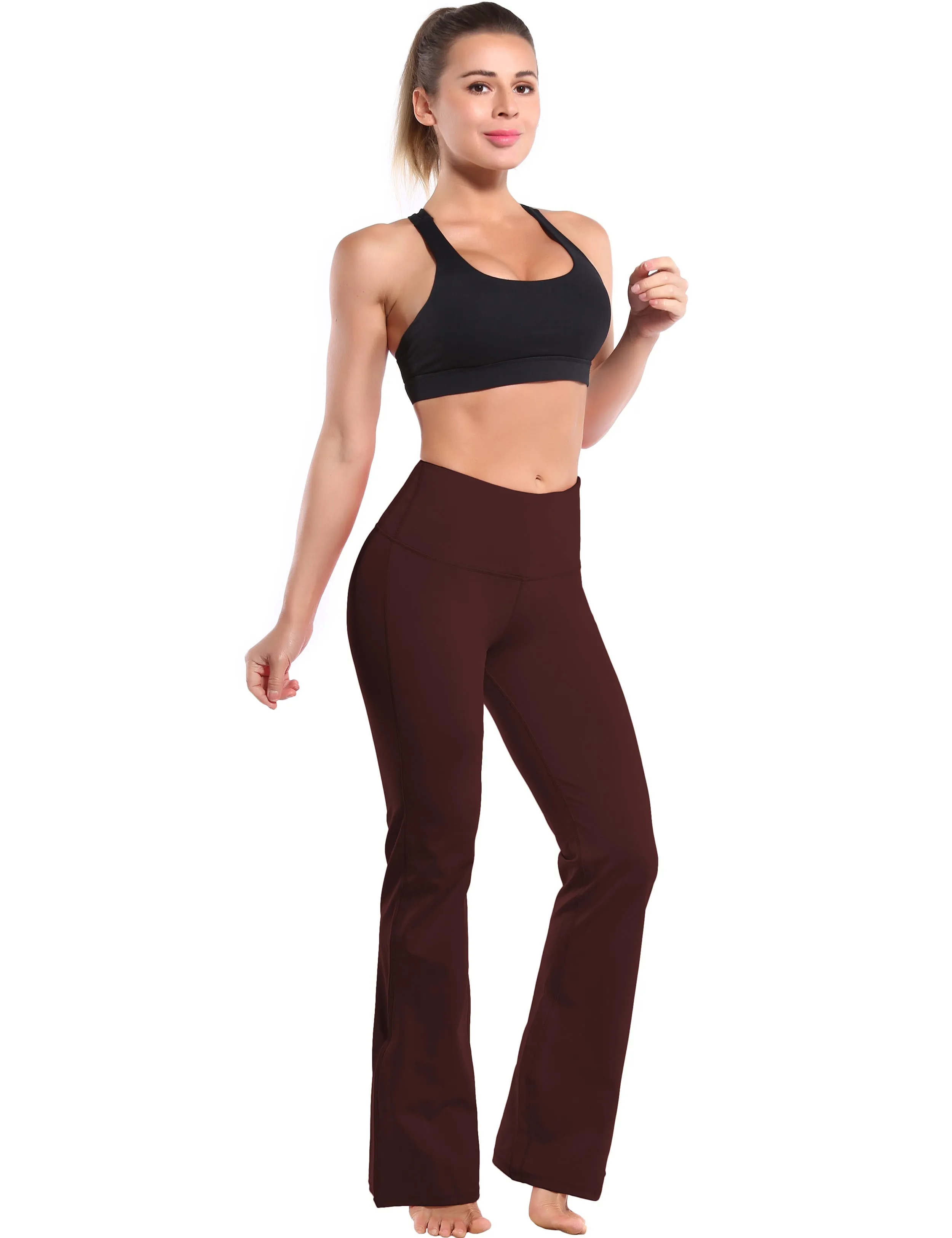 29" 31" 33" 35" 37" High Waist Bootcut Leggings Mahoganymaroon_yoga