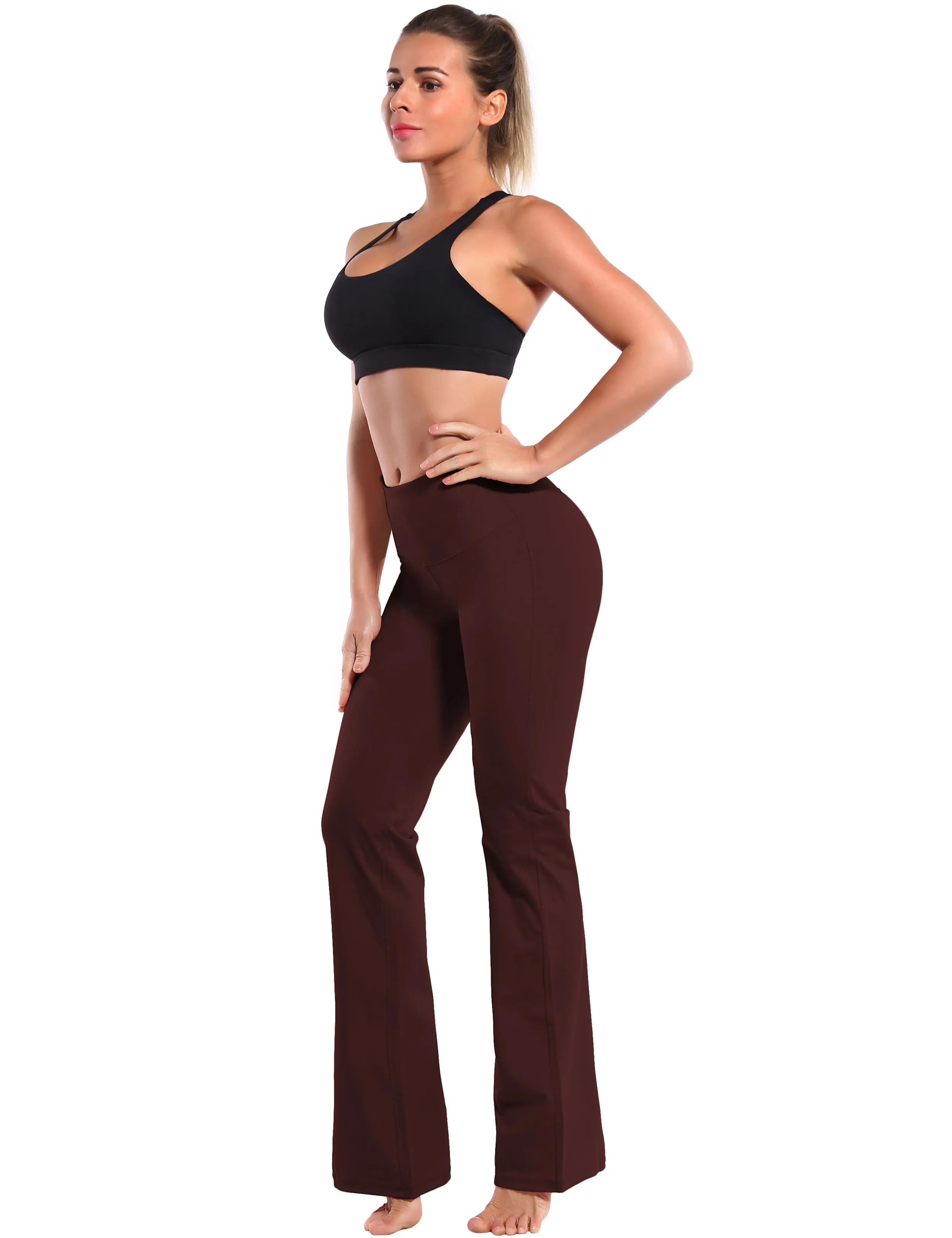 29" 31" 33" 35" 37" High Waist Bootcut Leggings Mahoganymaroon_yoga